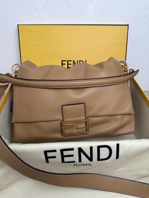 Fendi Mamma Baguette Bag - Lambskin Leather, Adjustable Strap, Beige 1 Fendi Mamma Baguette Bag - Lambskin Leather, Adjustable Strap, Beige