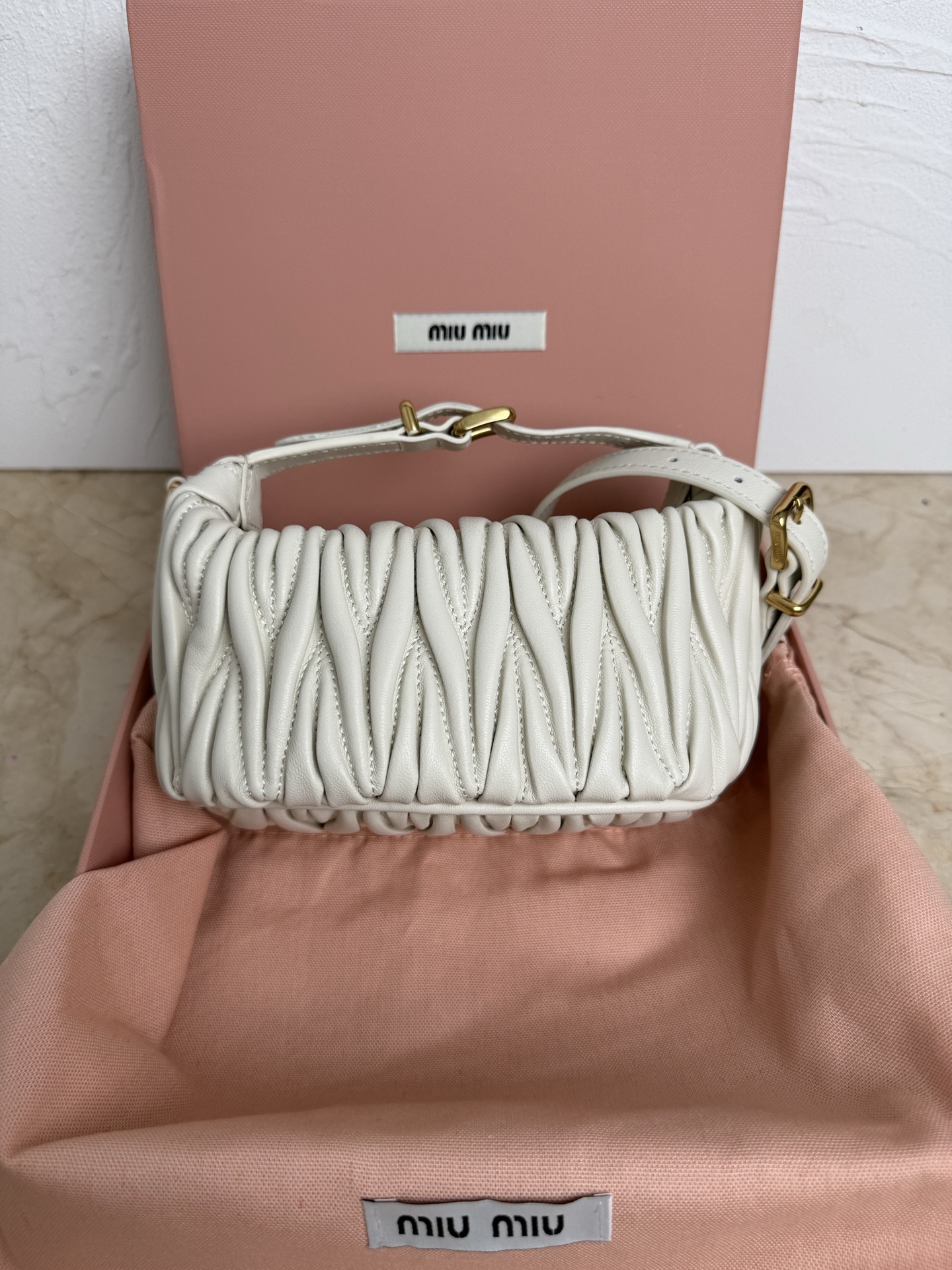 Miu Miu Style Beige Leather Clutch Lookbook Reference image 2