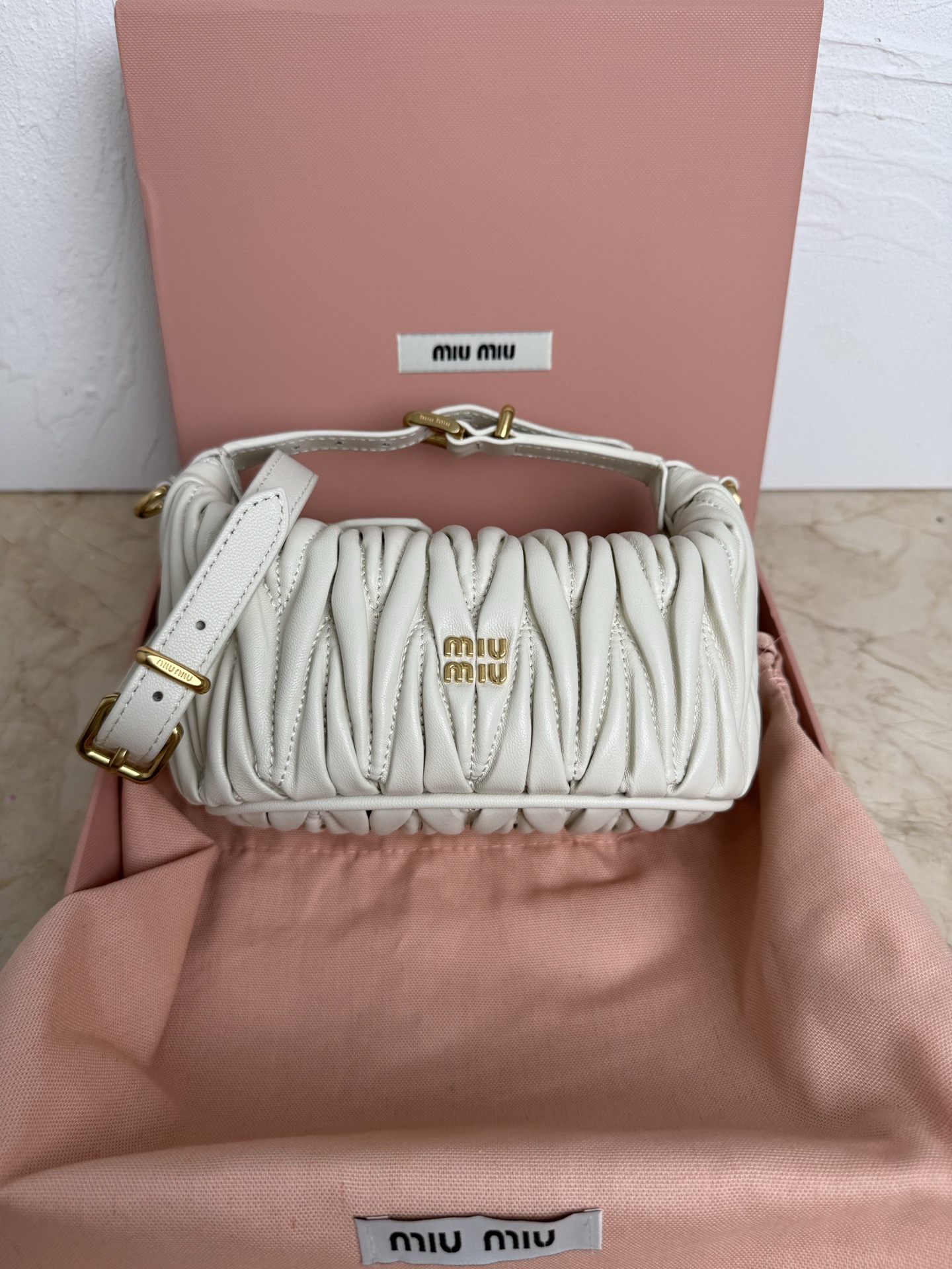 Miu Miu Style Beige Leather Clutch Lookbook Reference image 1