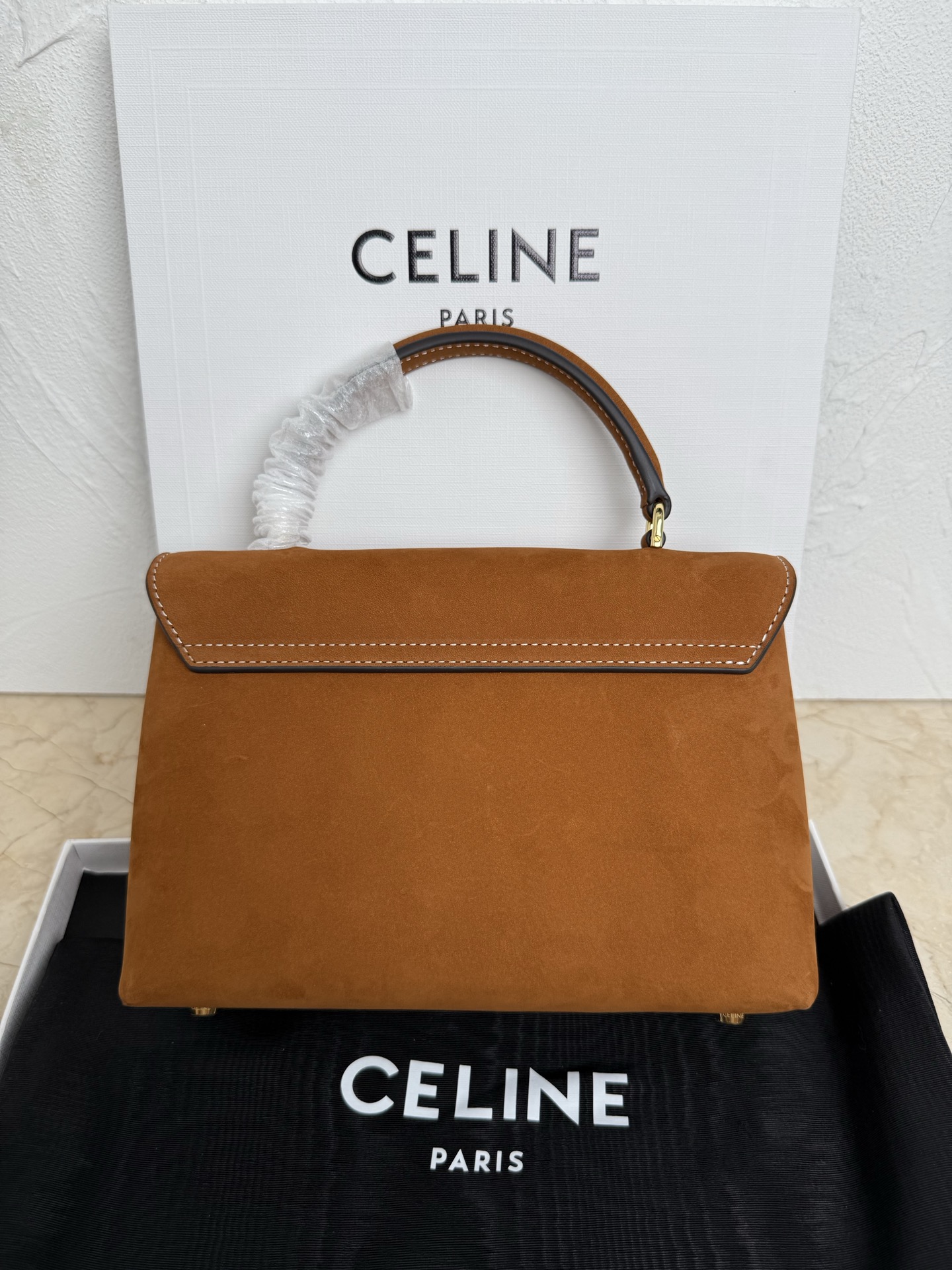 Celine Style Black Top Handle Bag Lookbook Reference image 2