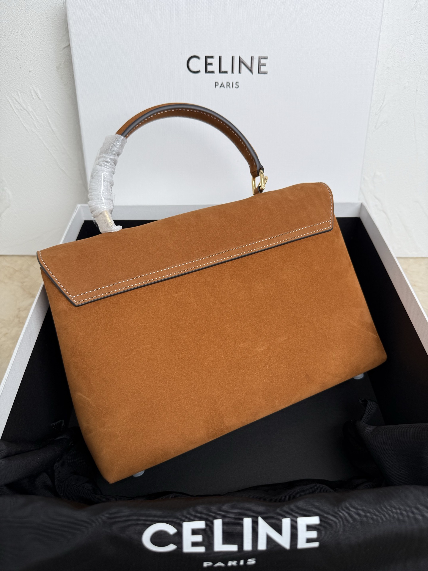 Celine Style Black Top Handle Bag Lookbook Reference image 2