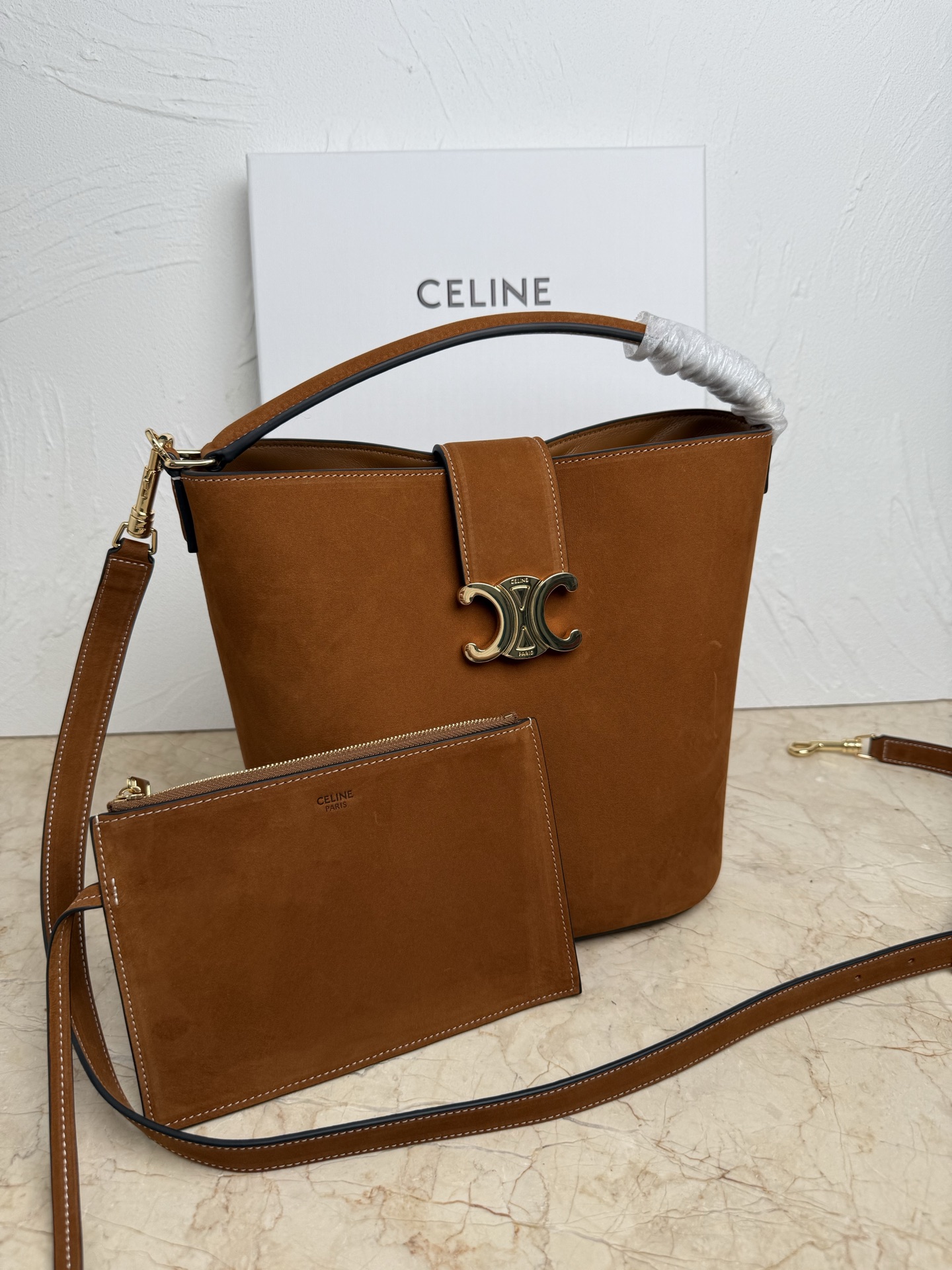 Celine Style Beige Leather Top Handle Bag Lookbook Reference image 1