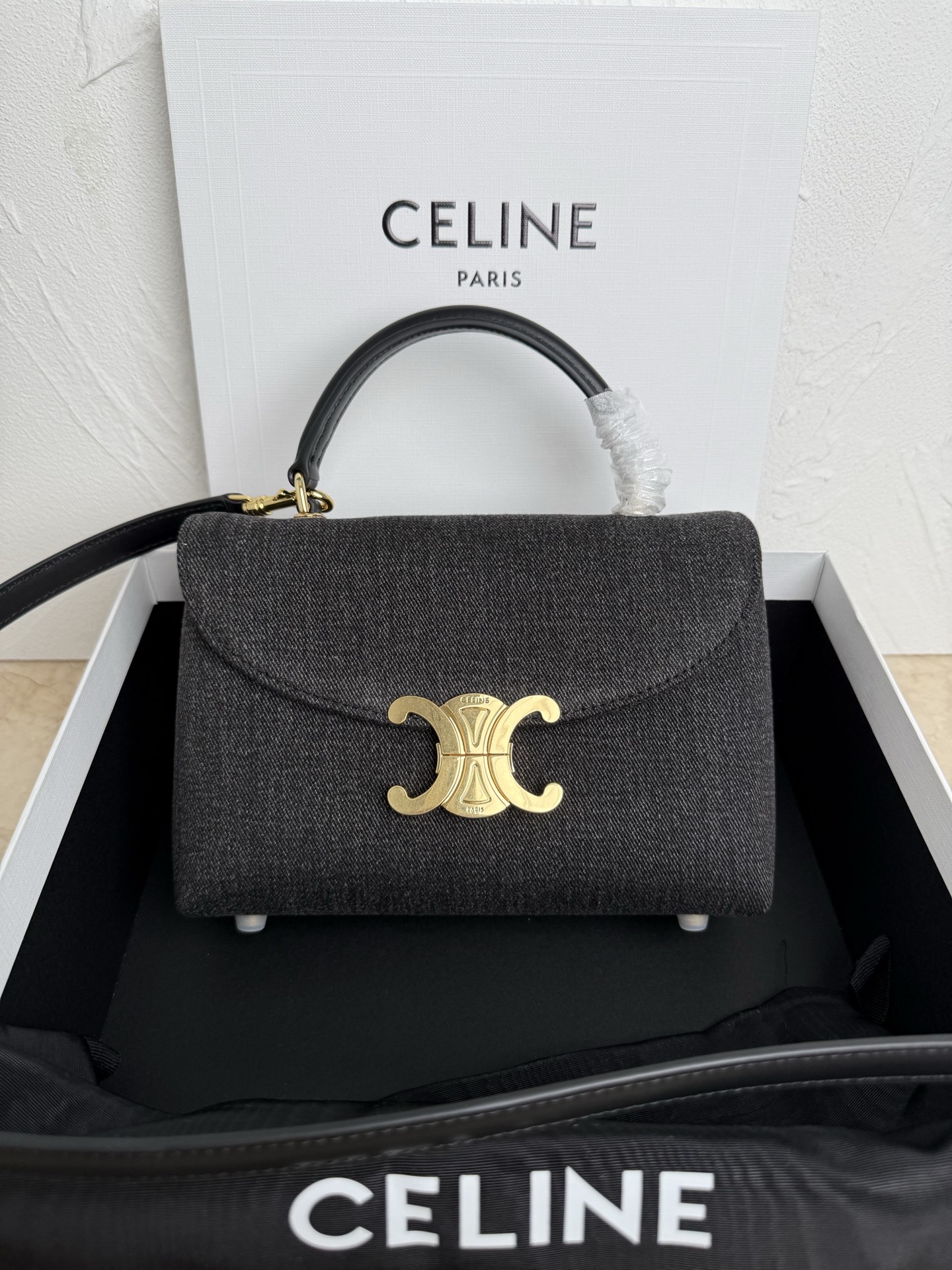 Celine Style Black Top Handle Bag Lookbook Reference image 1