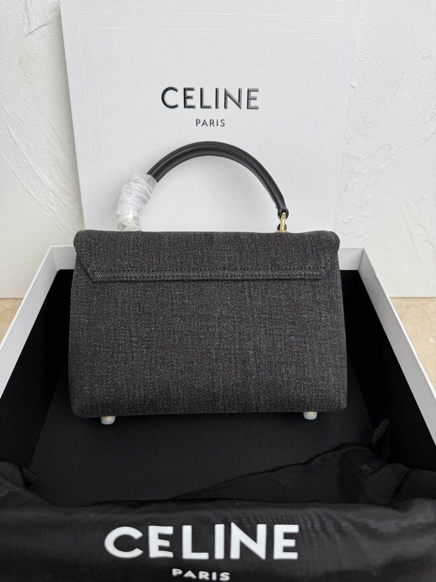 Celine Style Black Top Handle Bag Lookbook Reference image 2