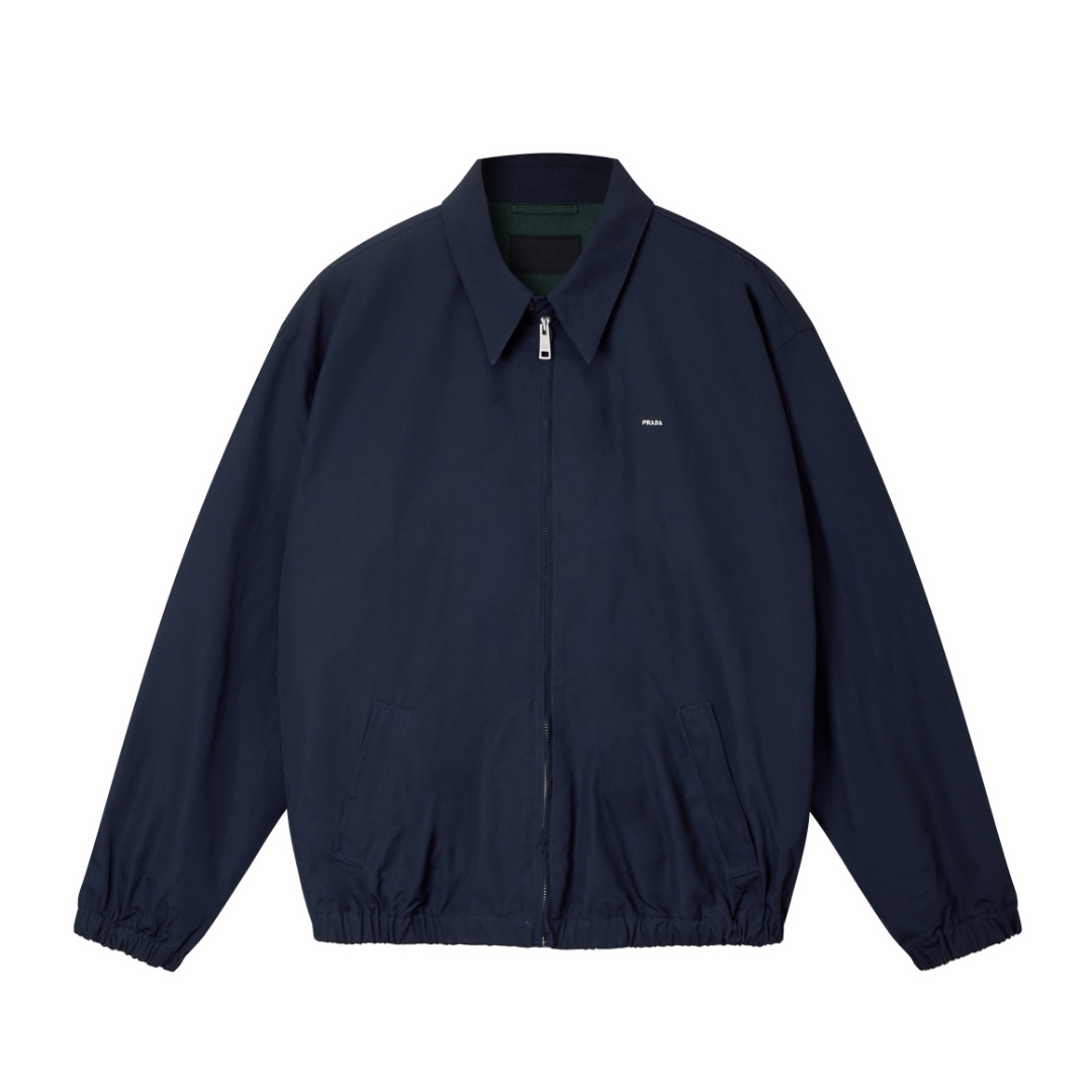 Prada FW25 Classic Harrington Cotton Jacket - Navy, Timeless Style
