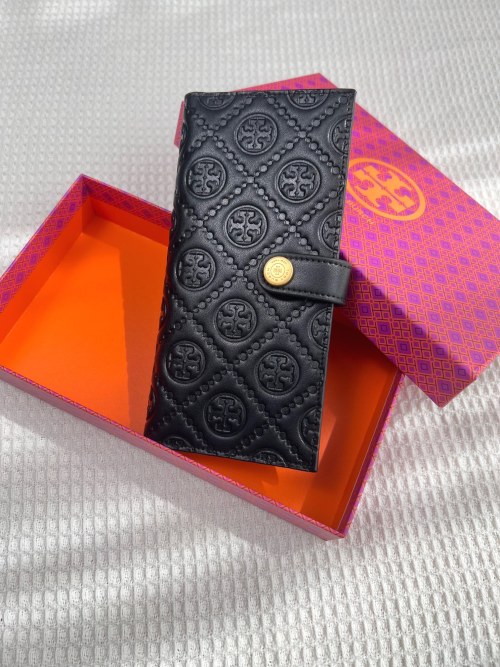 Tory Burch Black Embossed Leather Continental Wallet Card Holder Organizer 1 Tory Burch Black Embossed Leather Continental Wallet Card Holder Organizer