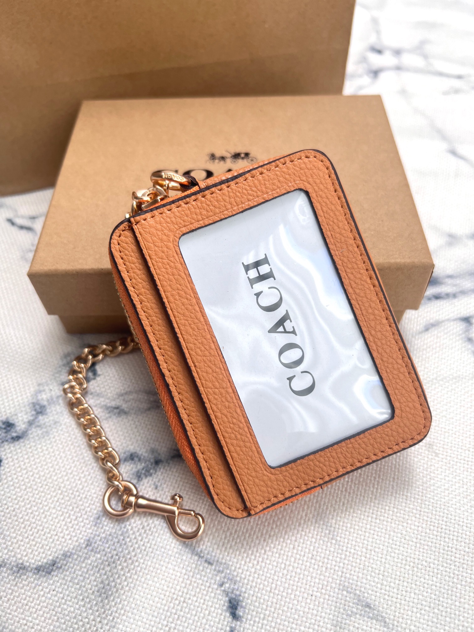 Coach ～Coach 新品 链条小卡包橘色星
