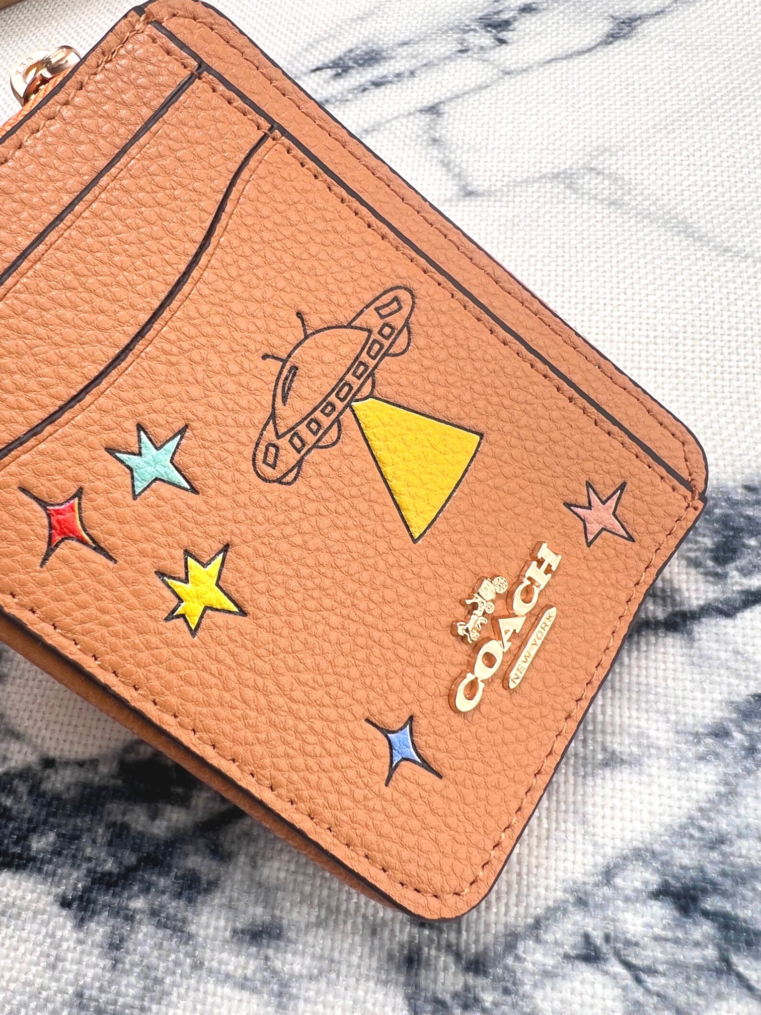 Coach ～Coach 新品 链条小卡包橘色星