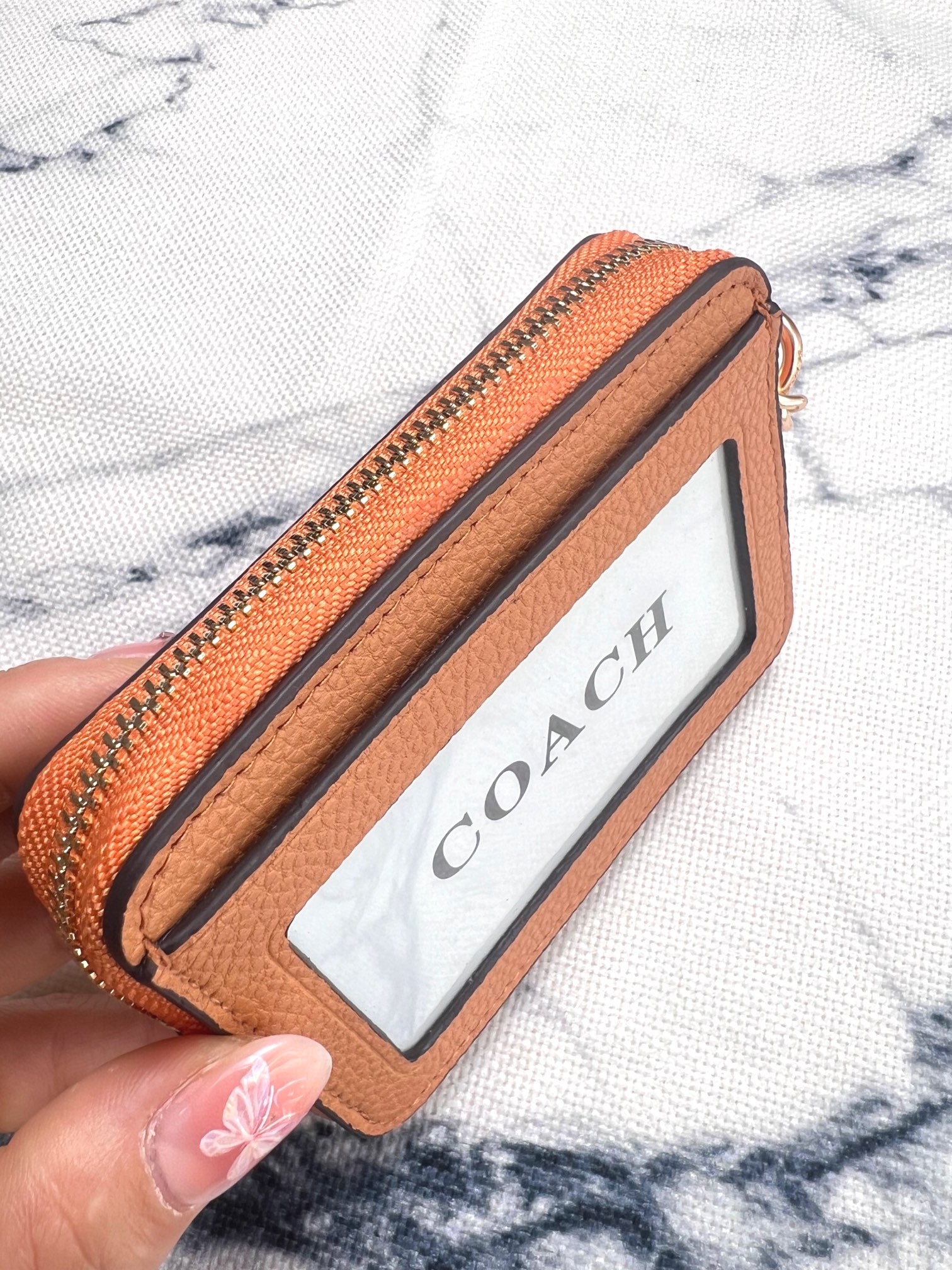 Coach ～Coach 新品 链条小卡包橘色星