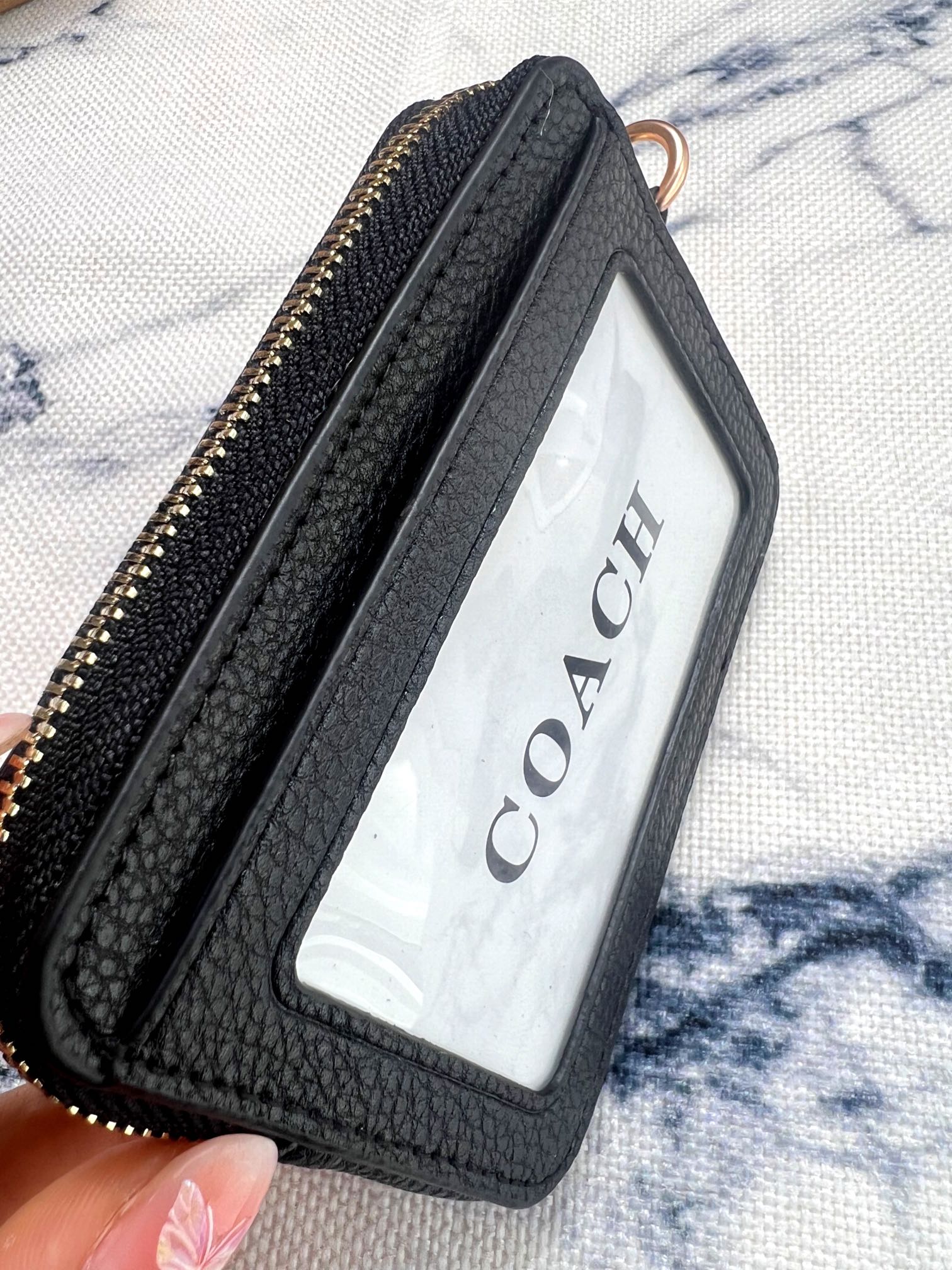 Coach ～Coach 新品 链条小卡包黑色荔枝纹C6303