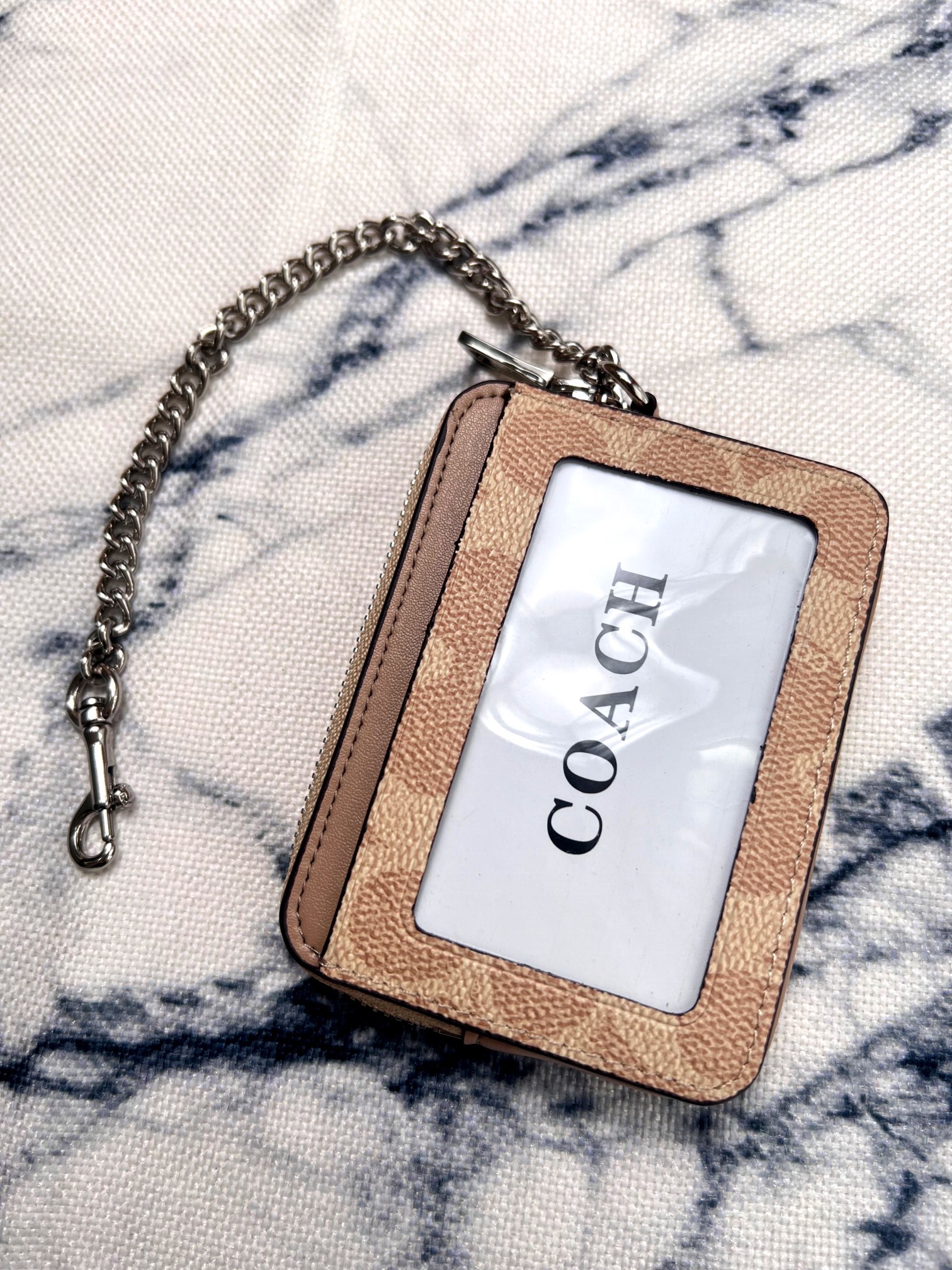 Coach ～Coach 新品 链条小卡包奶茶色C0058