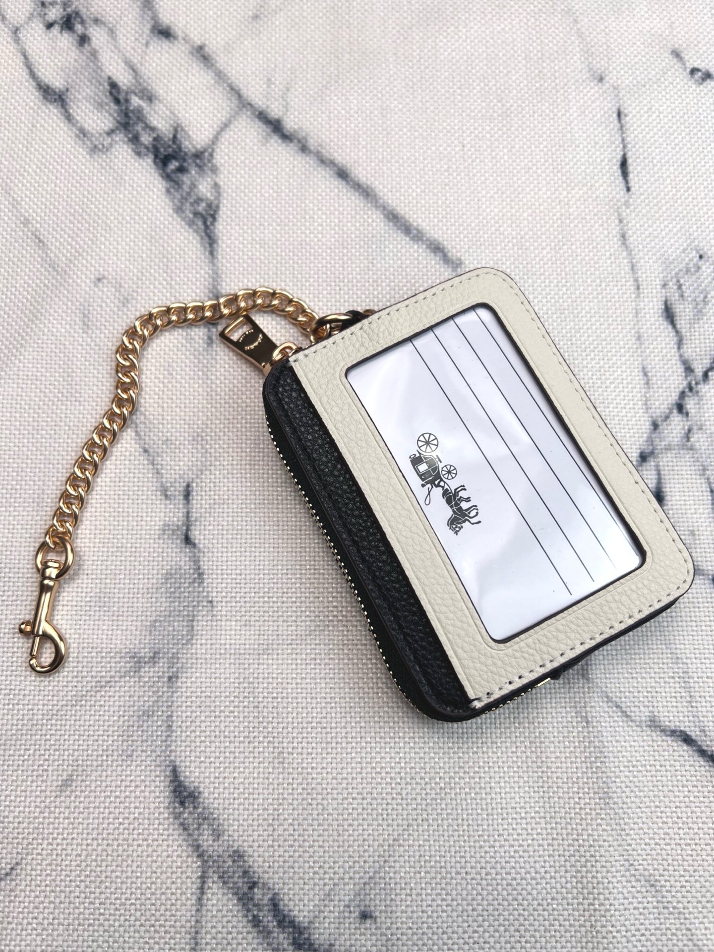 Coach ～Coach 新品 链条小卡包拼色荔枝纹C1886