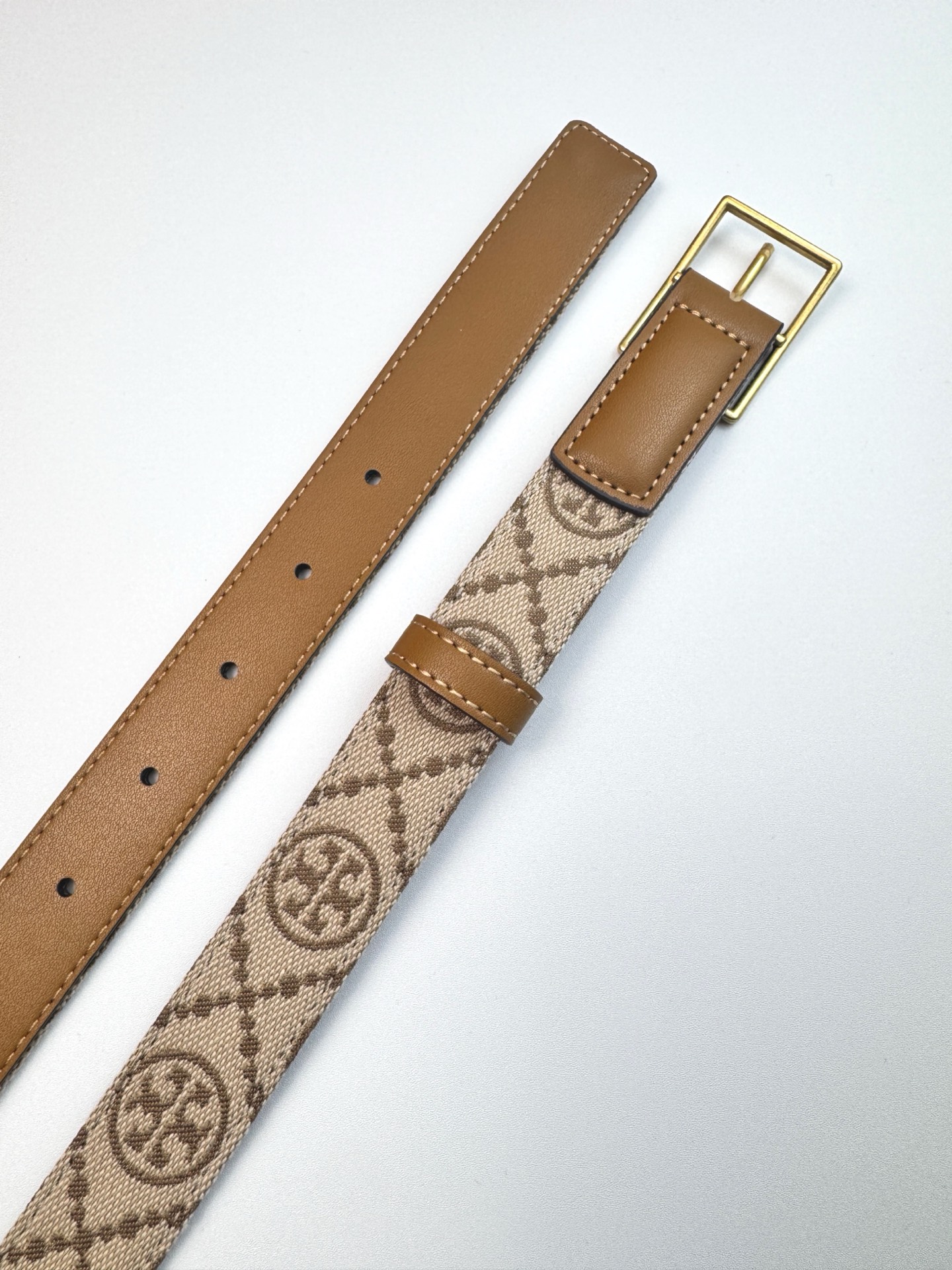 Tory Burch ～新款Tory Burch汤丽柏琦女皮带TB双T标双面腰带皮带两面用