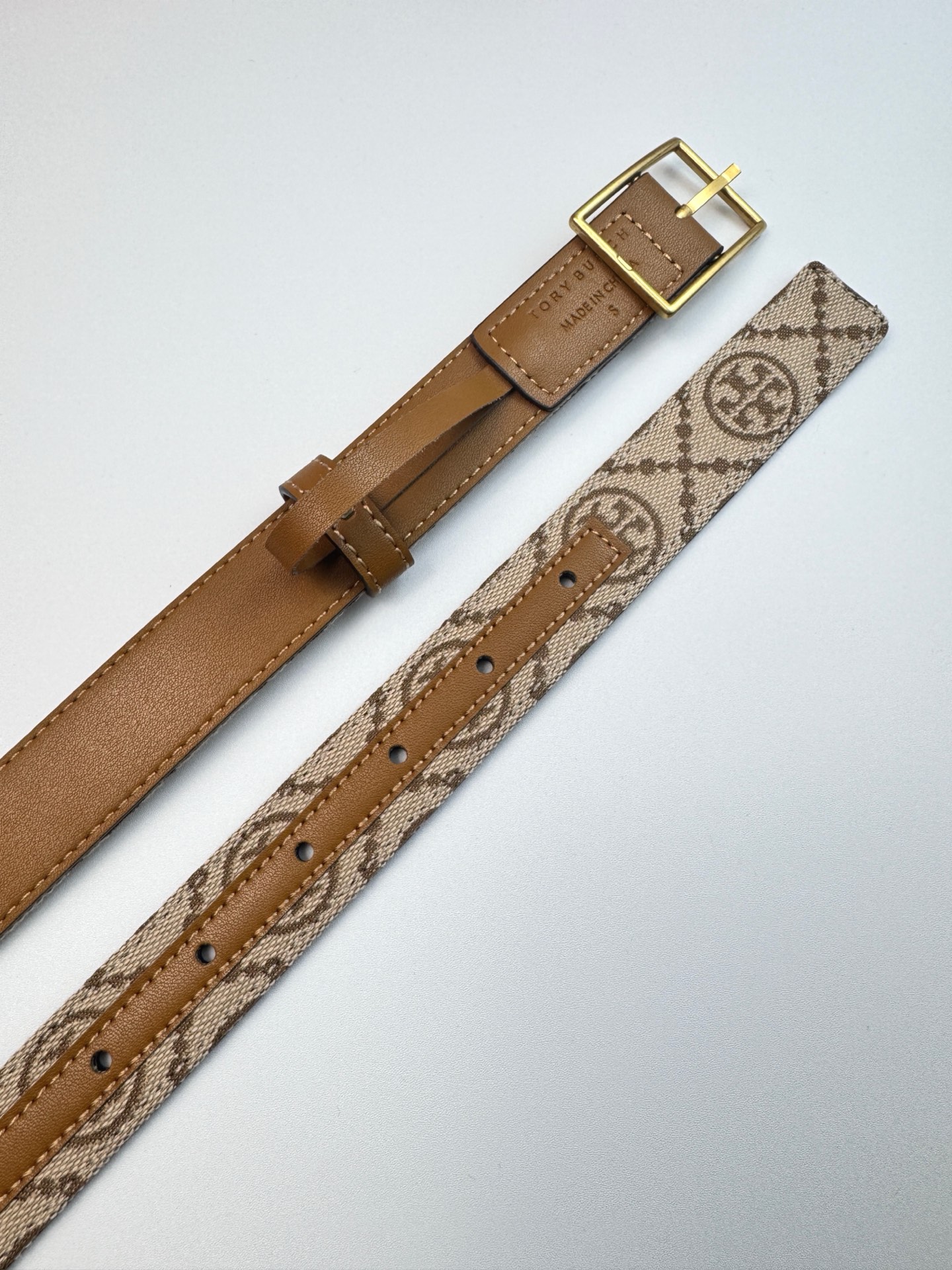Tory Burch ～新款Tory Burch汤丽柏琦女皮带TB双T标双面腰带皮带两面用