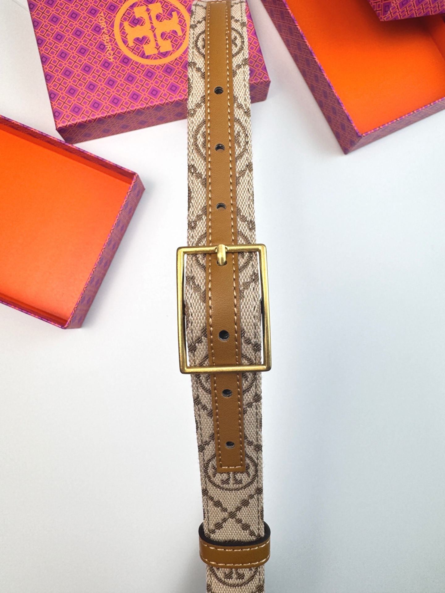 Tory Burch ～新款Tory Burch汤丽柏琦女皮带TB双T标双面腰带皮带两面用