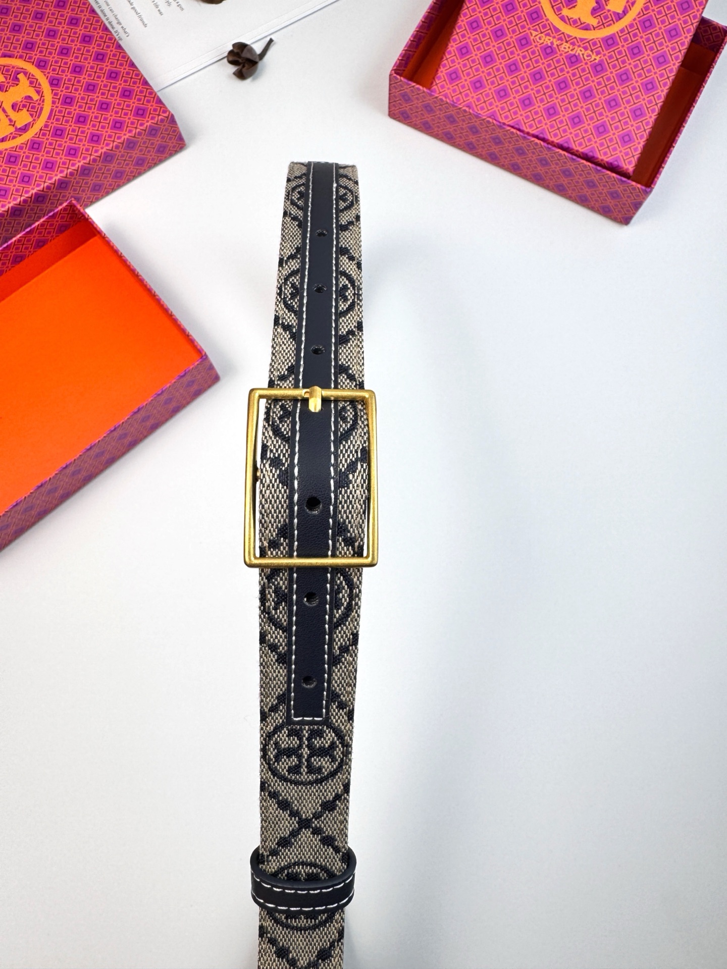 Tory Burch ～新款Tory Burch汤丽柏琦女皮带TB双T标双面腰带皮带两面用