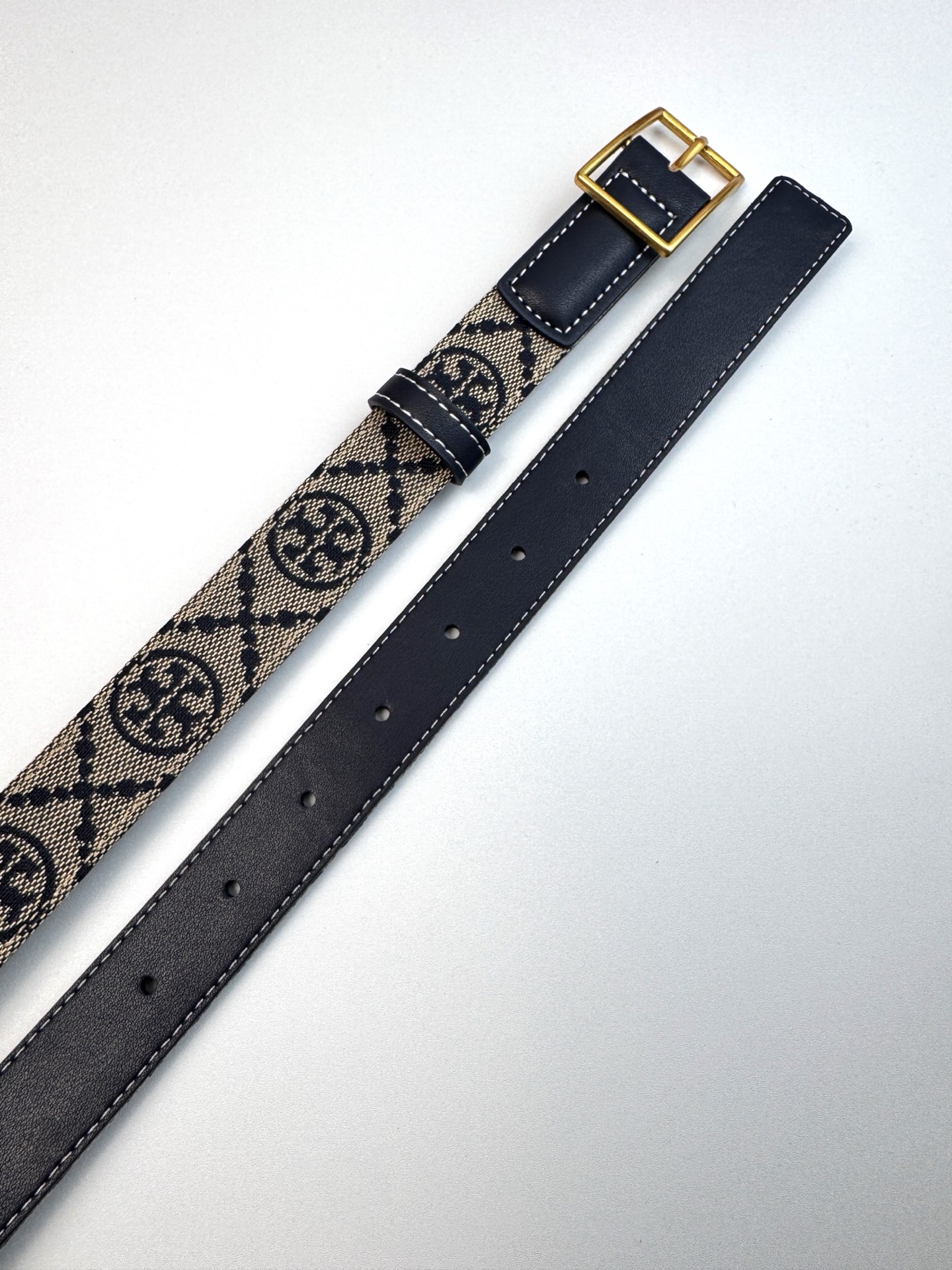 Tory Burch ～新款Tory Burch汤丽柏琦女皮带TB双T标双面腰带皮带两面用