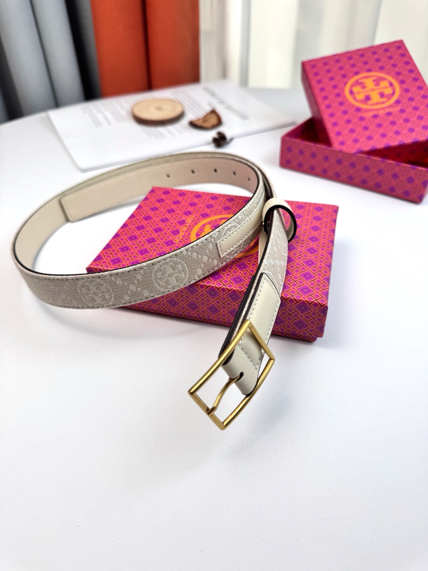 Tory Burch ～新款Tory Burch汤丽柏琦女皮带TB双T标双面腰带皮带两面用