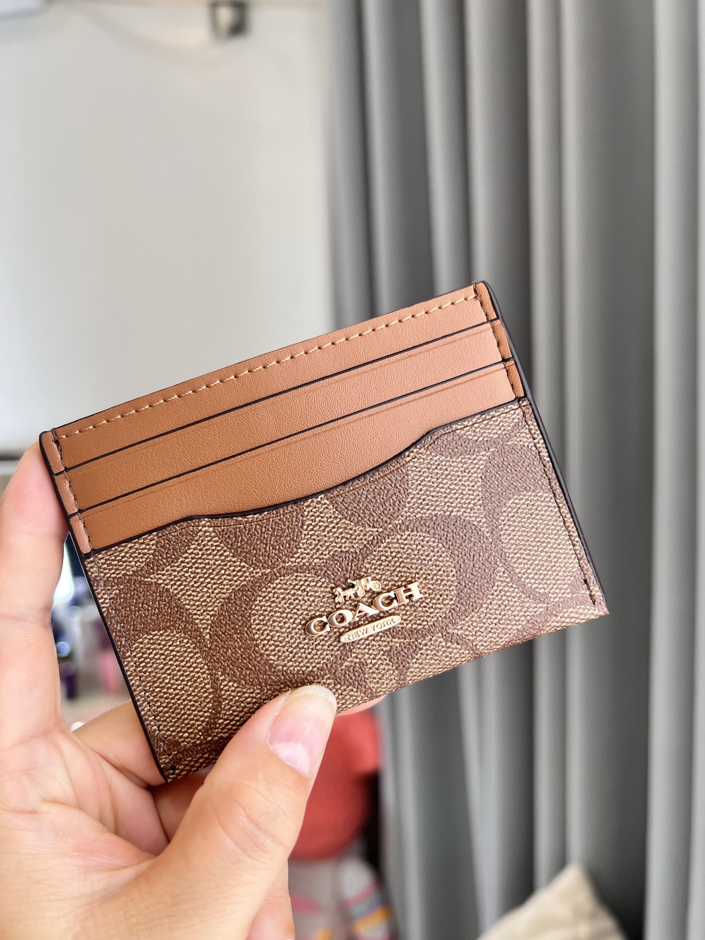 Coach ～COACH蔻驰CH415小卡包 老花棕色双面薄款卡包卡夹证件包 随身携带超方便可爱