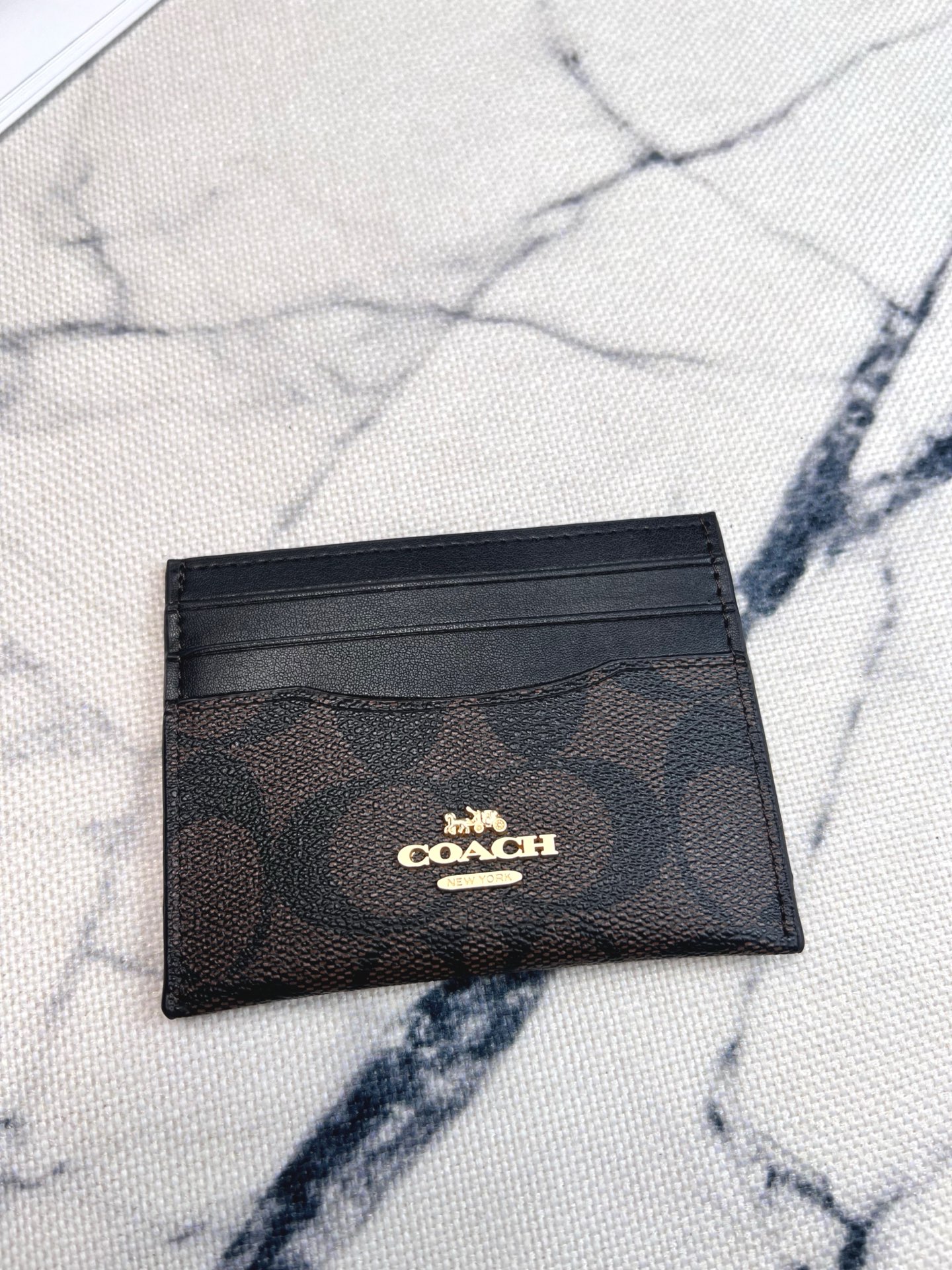 Coach ～COACH蔻驰CH415小卡包 老花咖啡配黑色双面薄款卡包卡夹证件包 随身携带超方便可爱