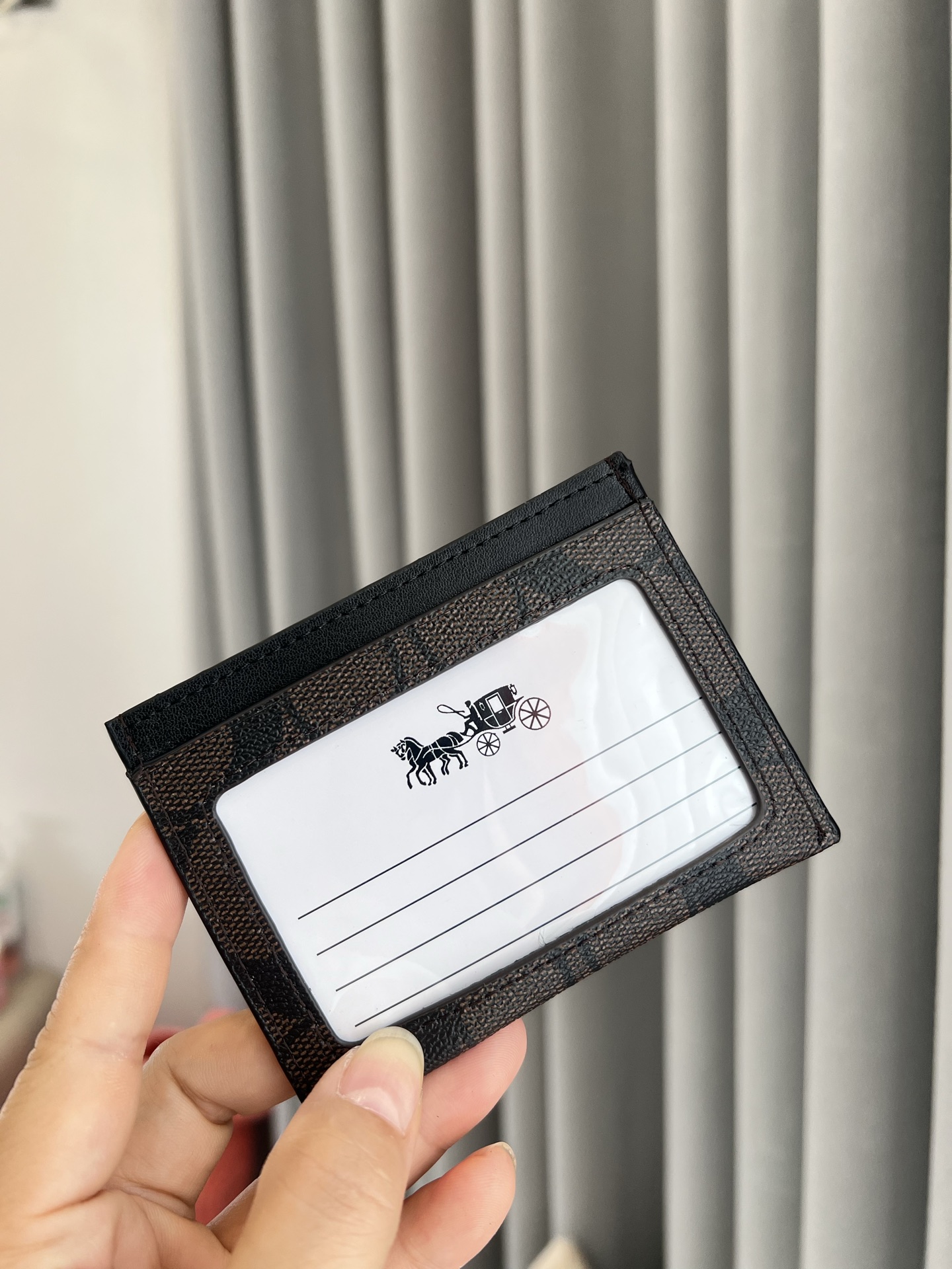Coach ～COACH蔻驰CH415小卡包 老花咖啡配黑色双面薄款卡包卡夹证件包 随身携带超方便可爱