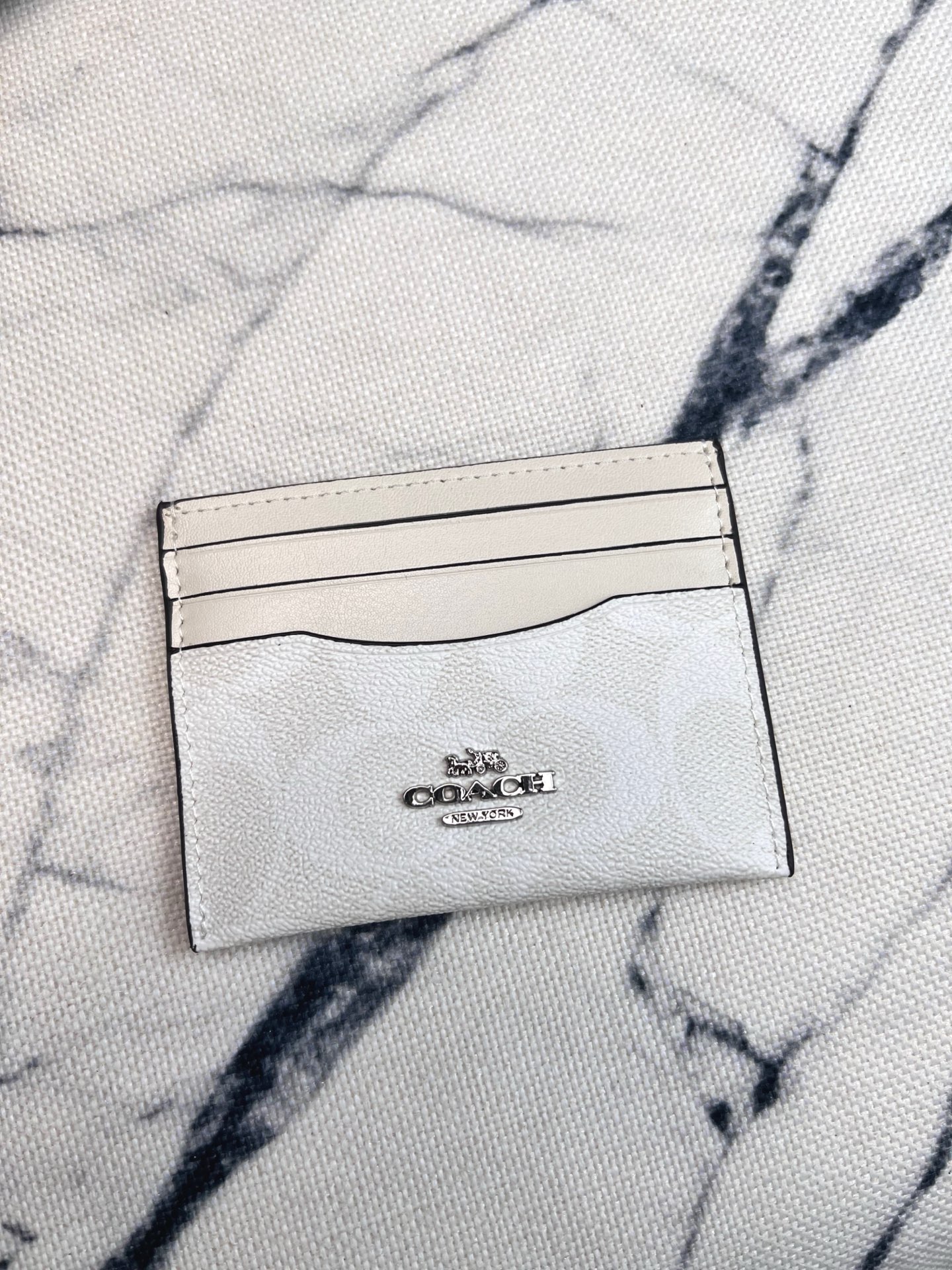 Coach ～COACH蔻驰CK390小卡包 老花冰川白双面薄款卡包卡夹证件包 随身携带超方便可爱