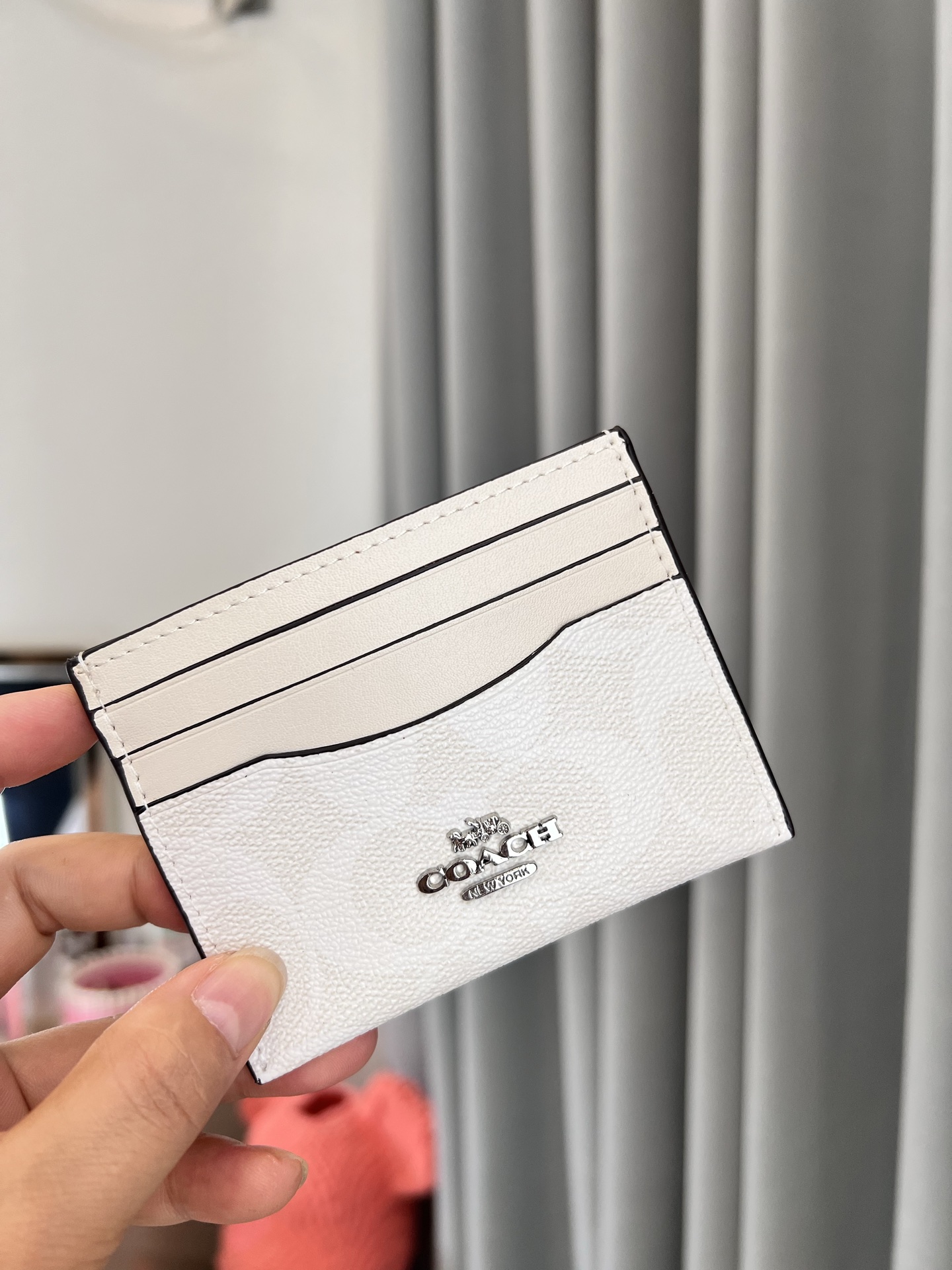 Coach ～COACH蔻驰CK390小卡包 老花冰川白双面薄款卡包卡夹证件包 随身携带超方便可爱