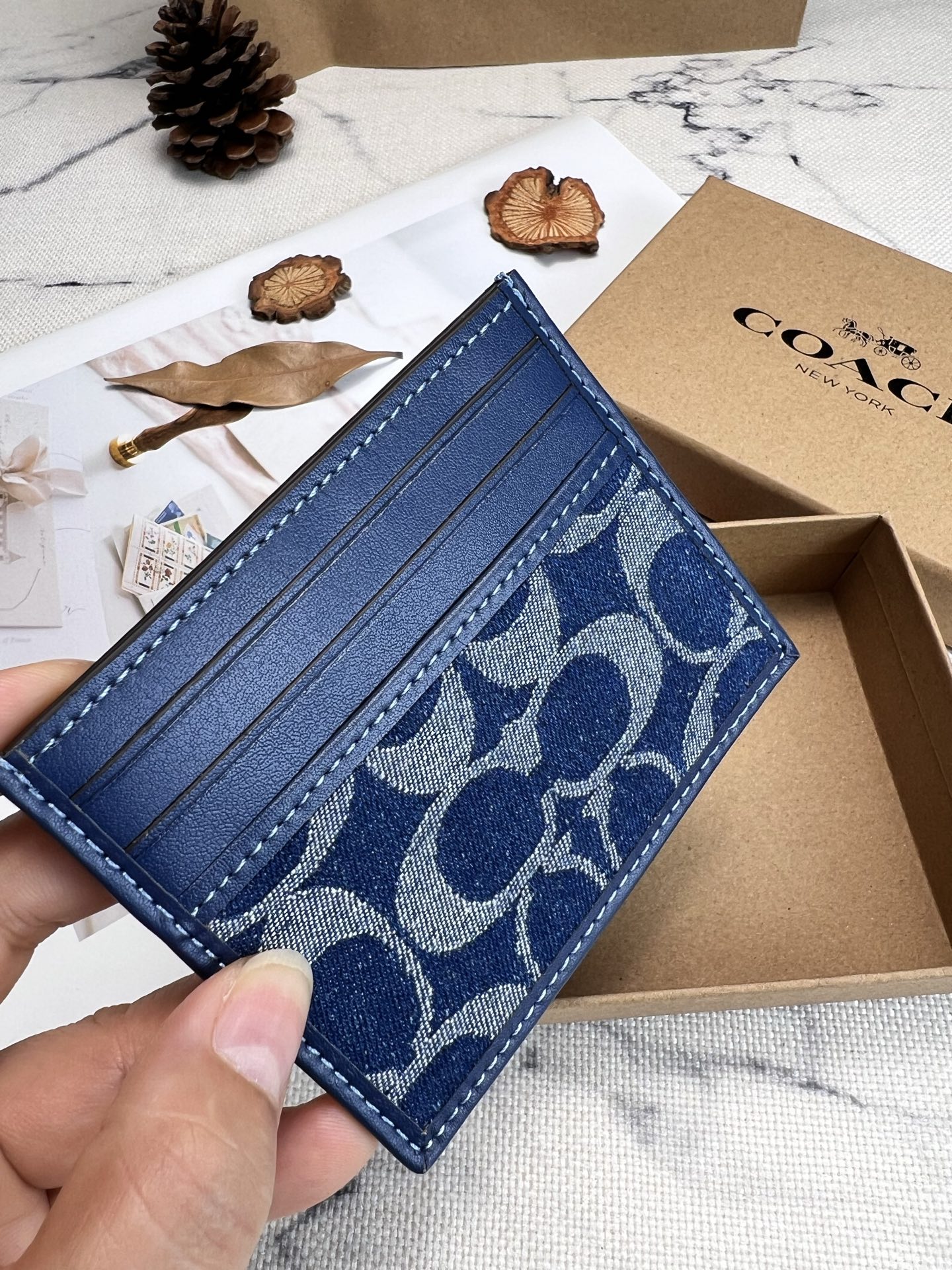Coach ～COACH蔻驰CY907小卡包 丹宁蓝双面薄款卡包卡夹证件包 随身携带超方便可爱
