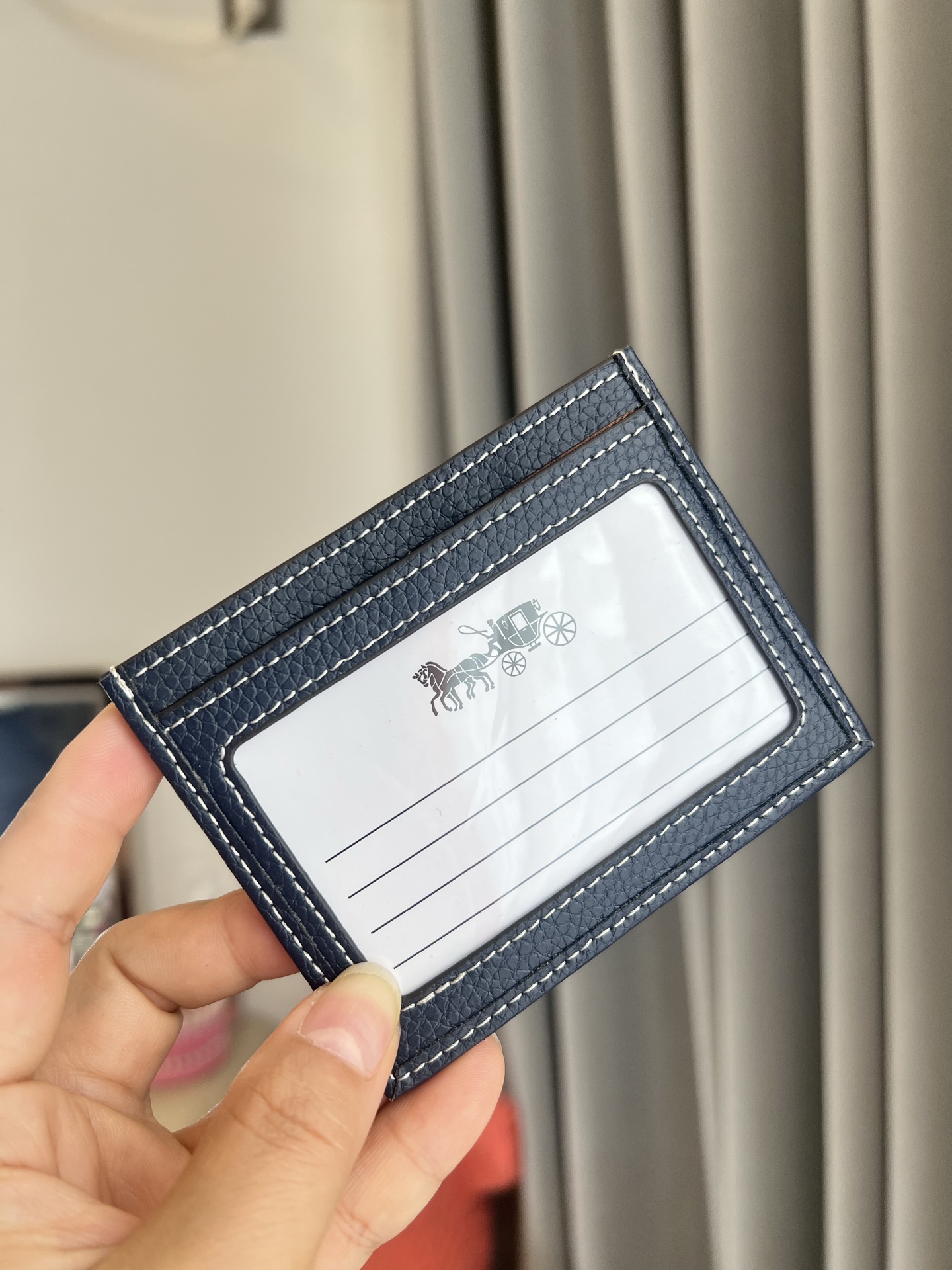 Coach ～COACH蔻驰CH100小卡包 香布蕾配荔枝纹蓝色 双面薄款卡包卡夹证件包 随身携带超方便可爱