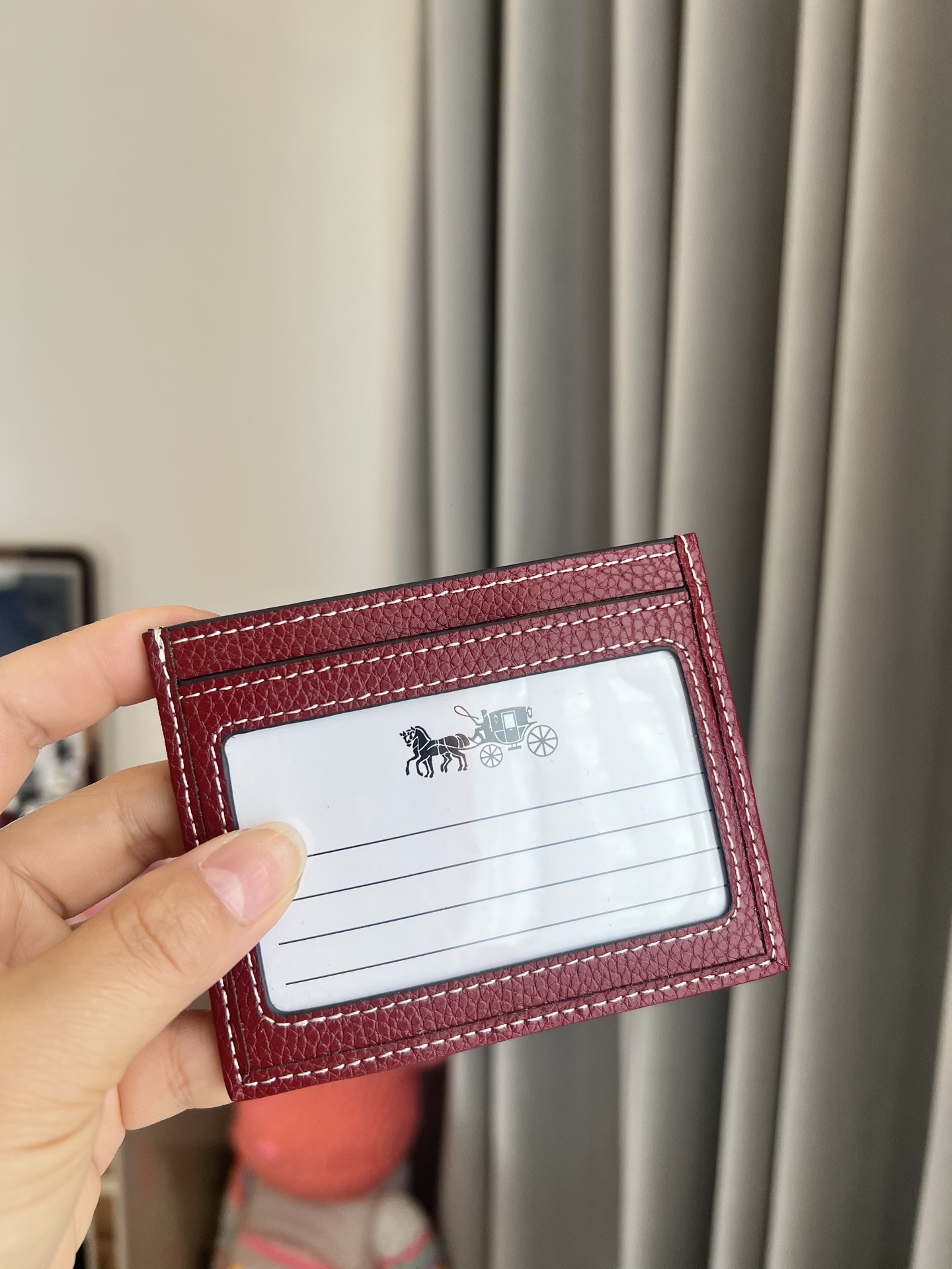 Coach ～COACH蔻驰CH100小卡包 香布蕾酒红色双面薄款卡包卡夹证件包 随身携带超方便可爱