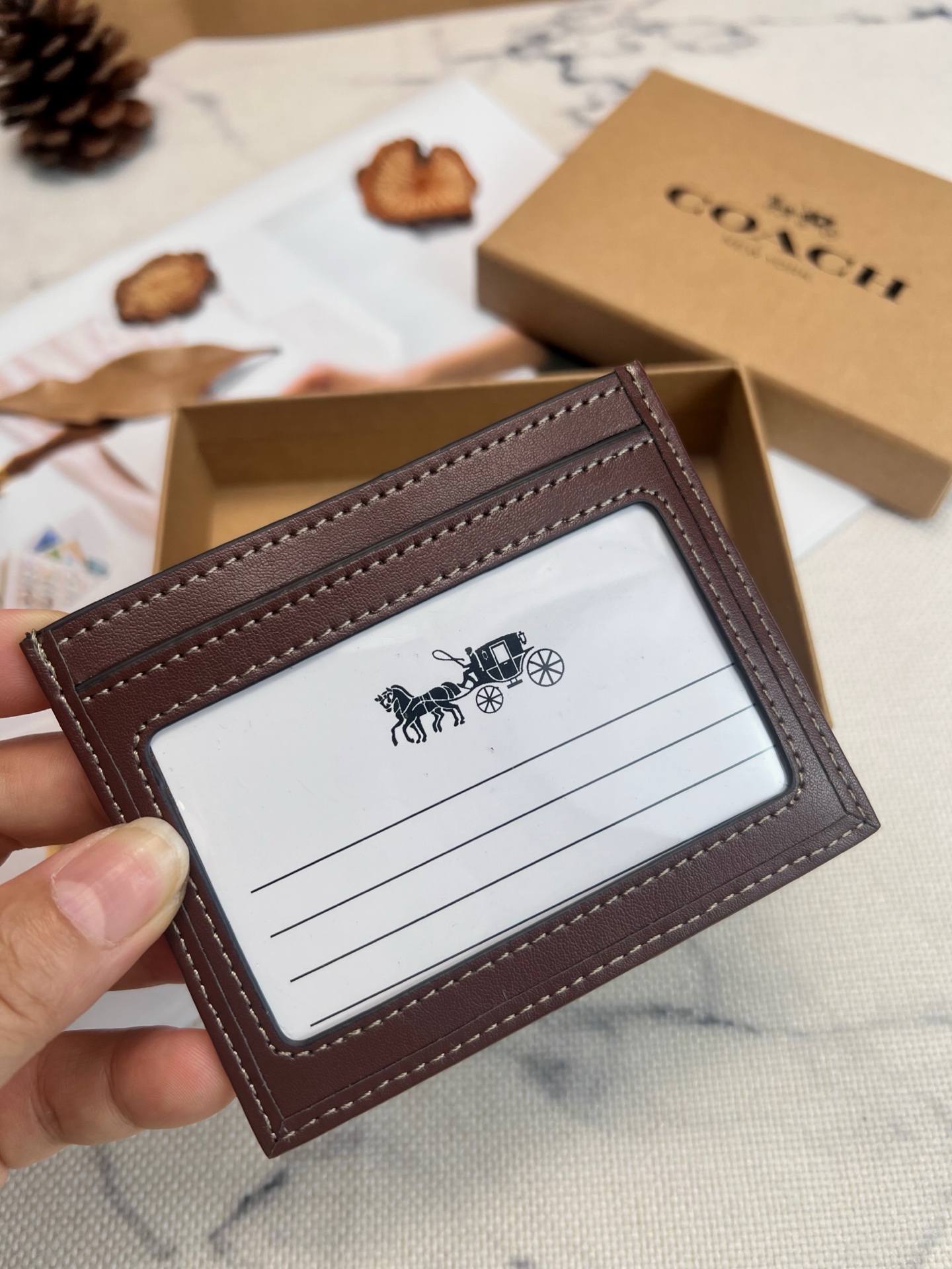 Coach ～COACH蔻驰C2641小卡包 棕红色帆布 双面薄款卡包卡夹证件包 随身携带超方便可爱