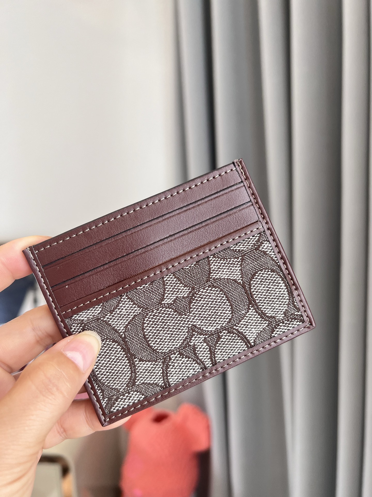 Coach ～COACH蔻驰C2641小卡包 棕红色帆布 双面薄款卡包卡夹证件包 随身携带超方便可爱
