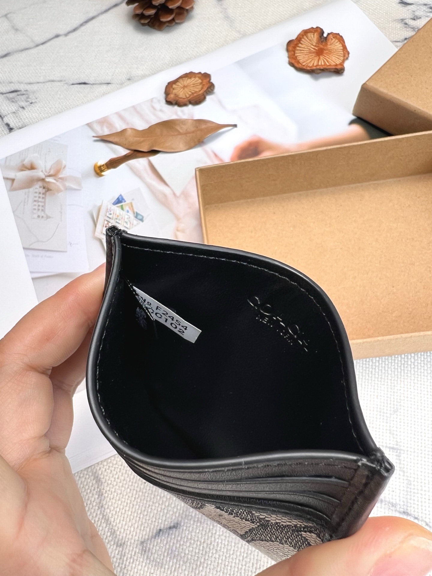 Coach ～COACH蔻驰CC102小卡包 黑灰色帆布 双面薄款卡包卡夹证件包 随身携带超方便可爱