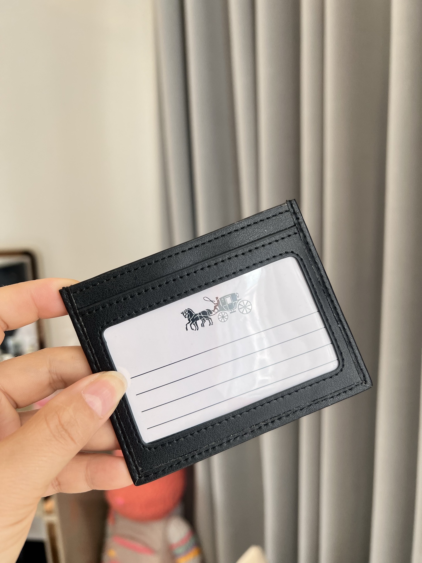 Coach ～COACH蔻驰CC102小卡包 黑灰色帆布 双面薄款卡包卡夹证件包 随身携带超方便可爱