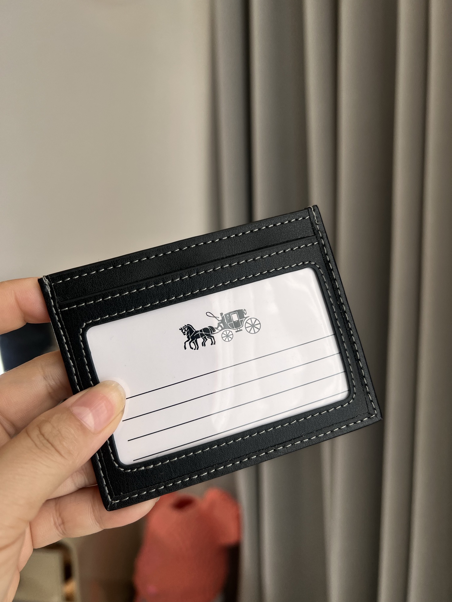 Coach ～COACH蔻驰CAJ47小卡包 黑银色帆布 双面薄款卡包卡夹证件包 随身携带超方便可爱