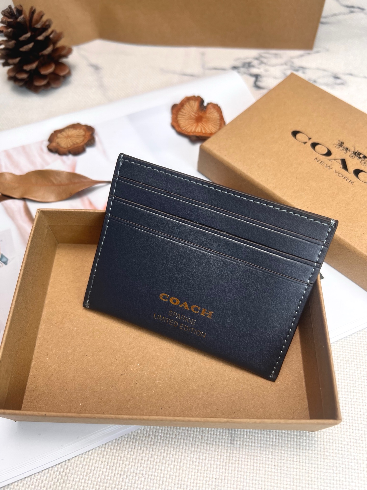 Coach ～COACH蔻驰CC125小卡包 丹宁蓝闪闪星双面薄款卡包卡夹证件包蔻驰卡包