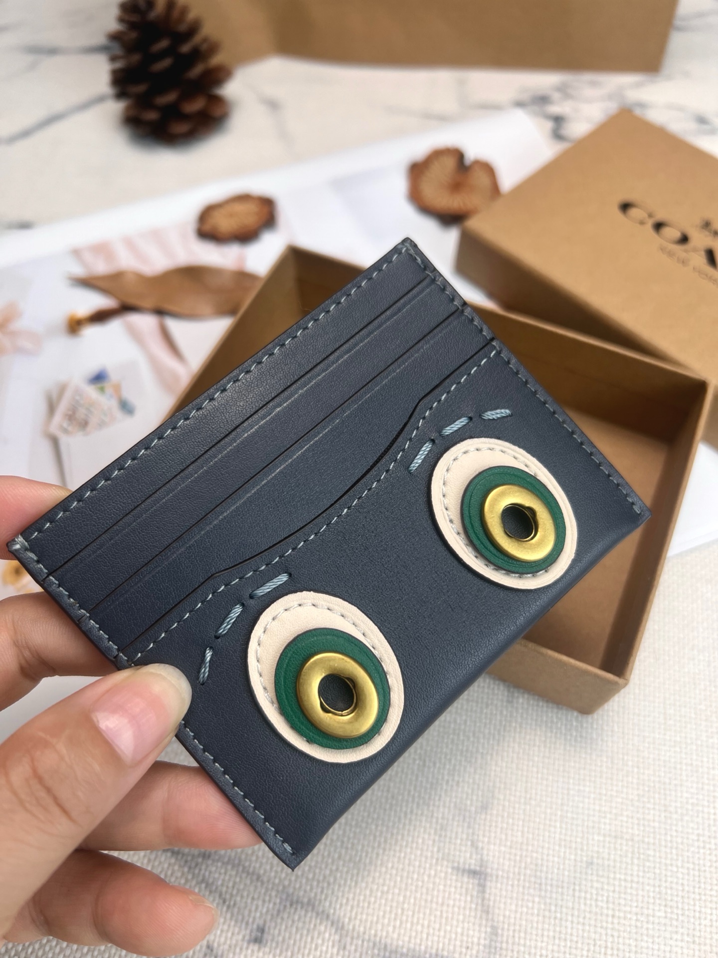 Coach ～COACH蔻驰CC125小卡包 丹宁蓝闪闪星双面薄款卡包卡夹证件包蔻驰卡包
