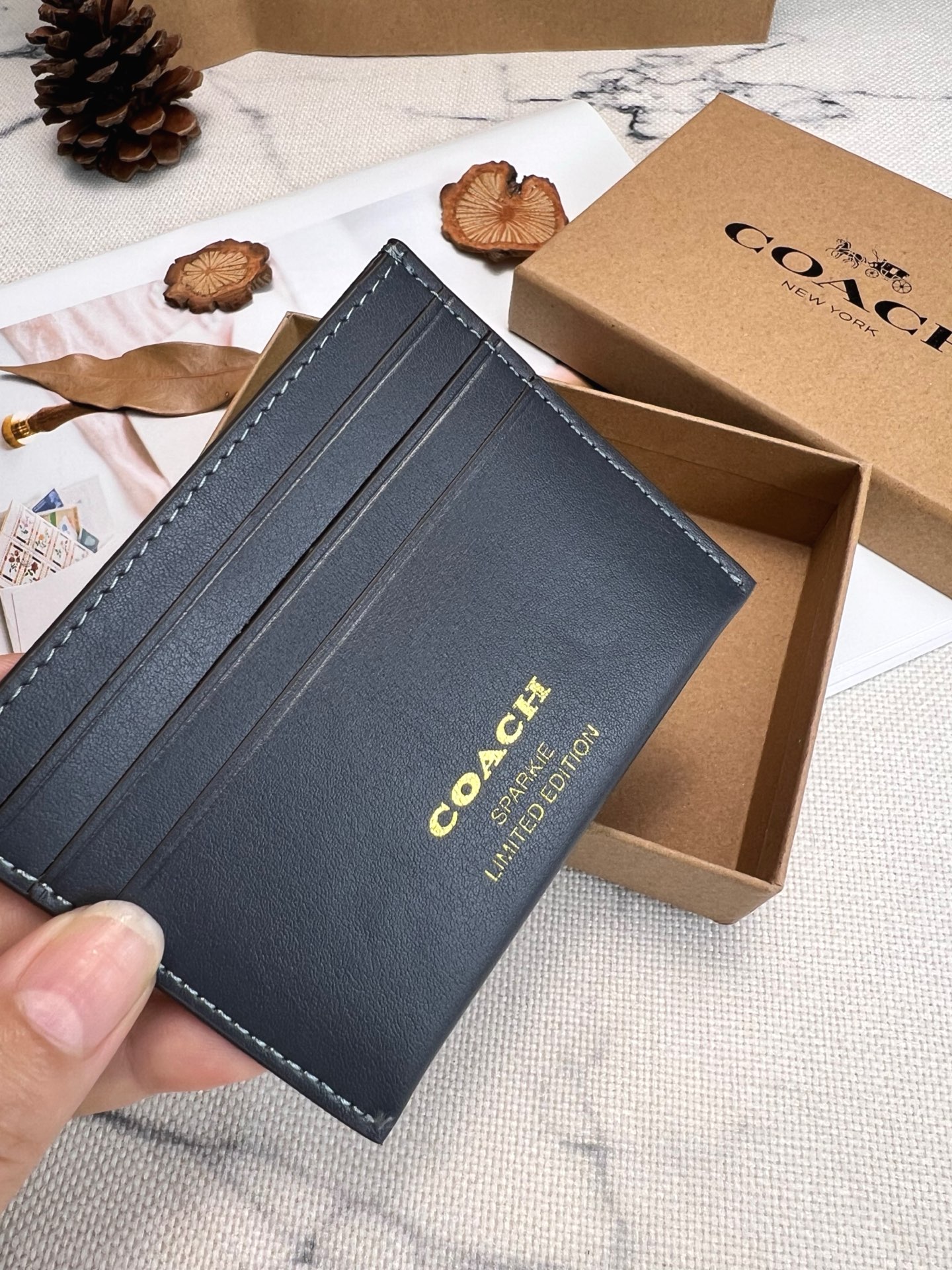 Coach ～COACH蔻驰CC125小卡包 丹宁蓝闪闪星双面薄款卡包卡夹证件包蔻驰卡包