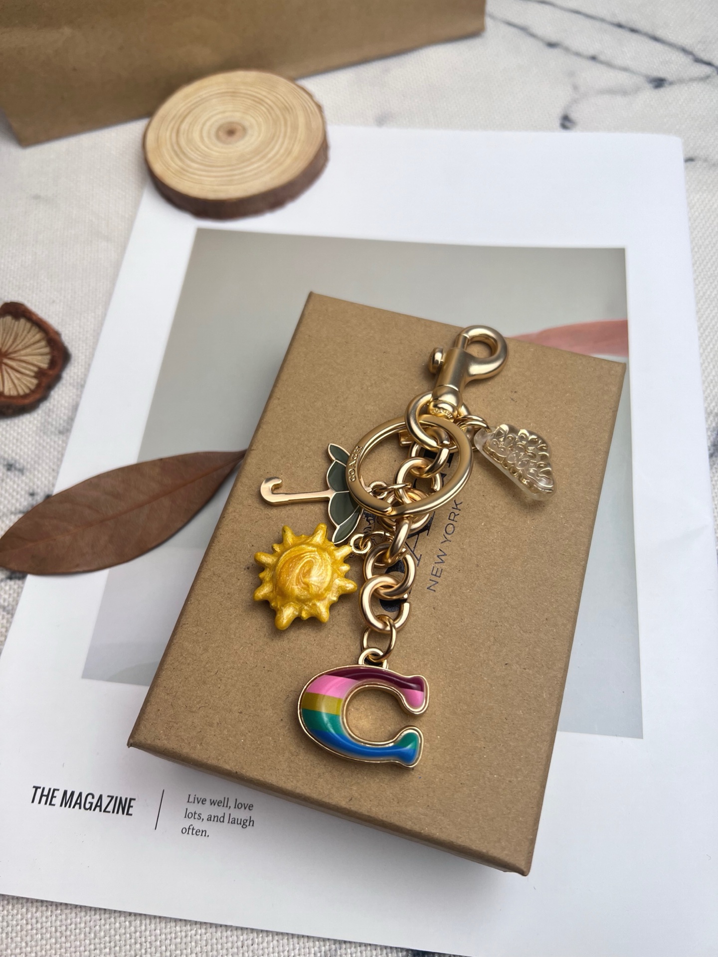 Coach ～COACH蔻驰 Bag Charm 技术立体太阳云朵彩虹包挂件 树脂 包周边 金色 又高级