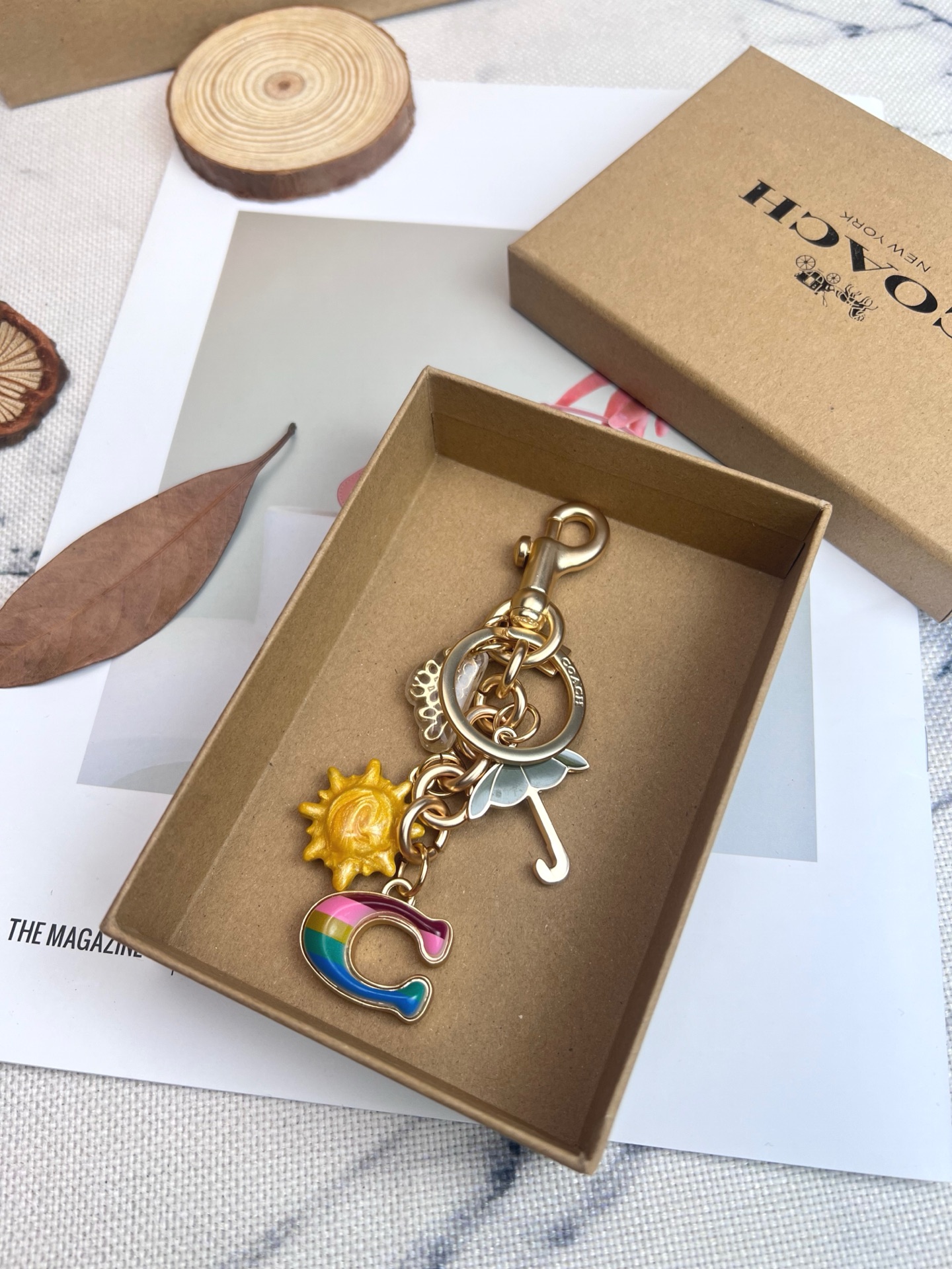 Coach ～COACH蔻驰 Bag Charm 技术立体太阳云朵彩虹包挂件 树脂 包周边 金色 又高级