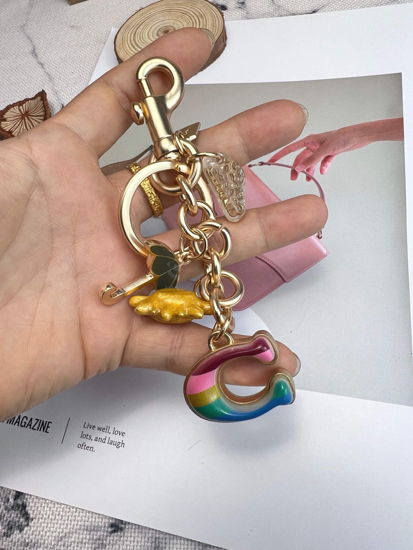 Coach ～COACH蔻驰 Bag Charm 技术立体太阳云朵彩虹包挂件 树脂 包周边 金色 又高级