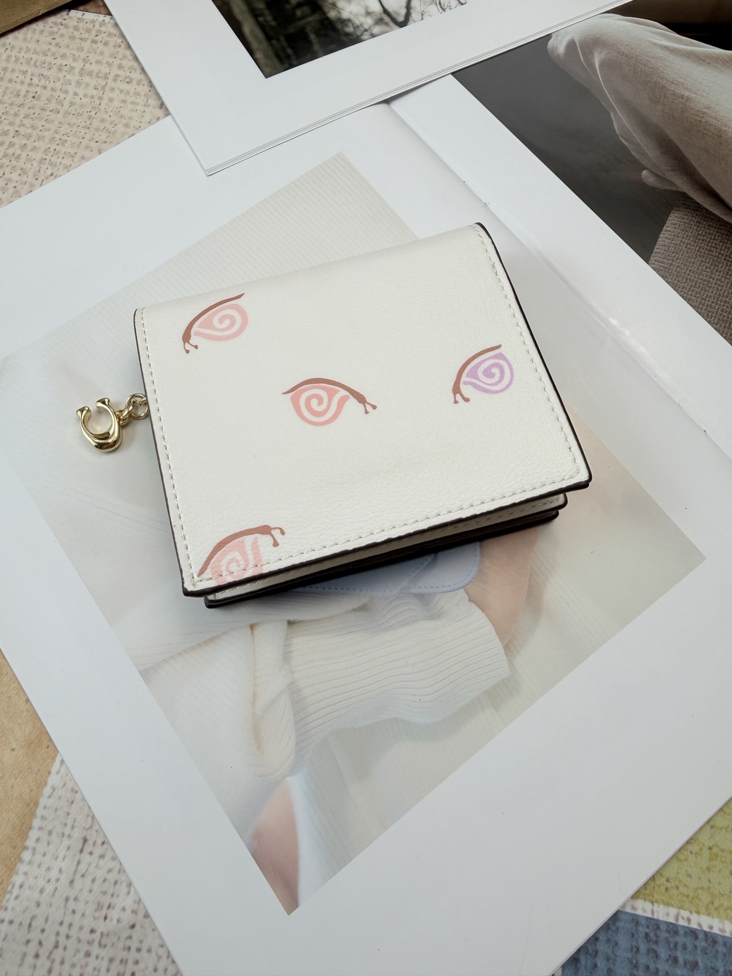 Coach COACH蜗牛 彩印C9913老花女士短款拉链小钱包 链条 还带小c标点缀 卡位大钞阁拉链零钱包袋齐全 能装下五六张卡左右