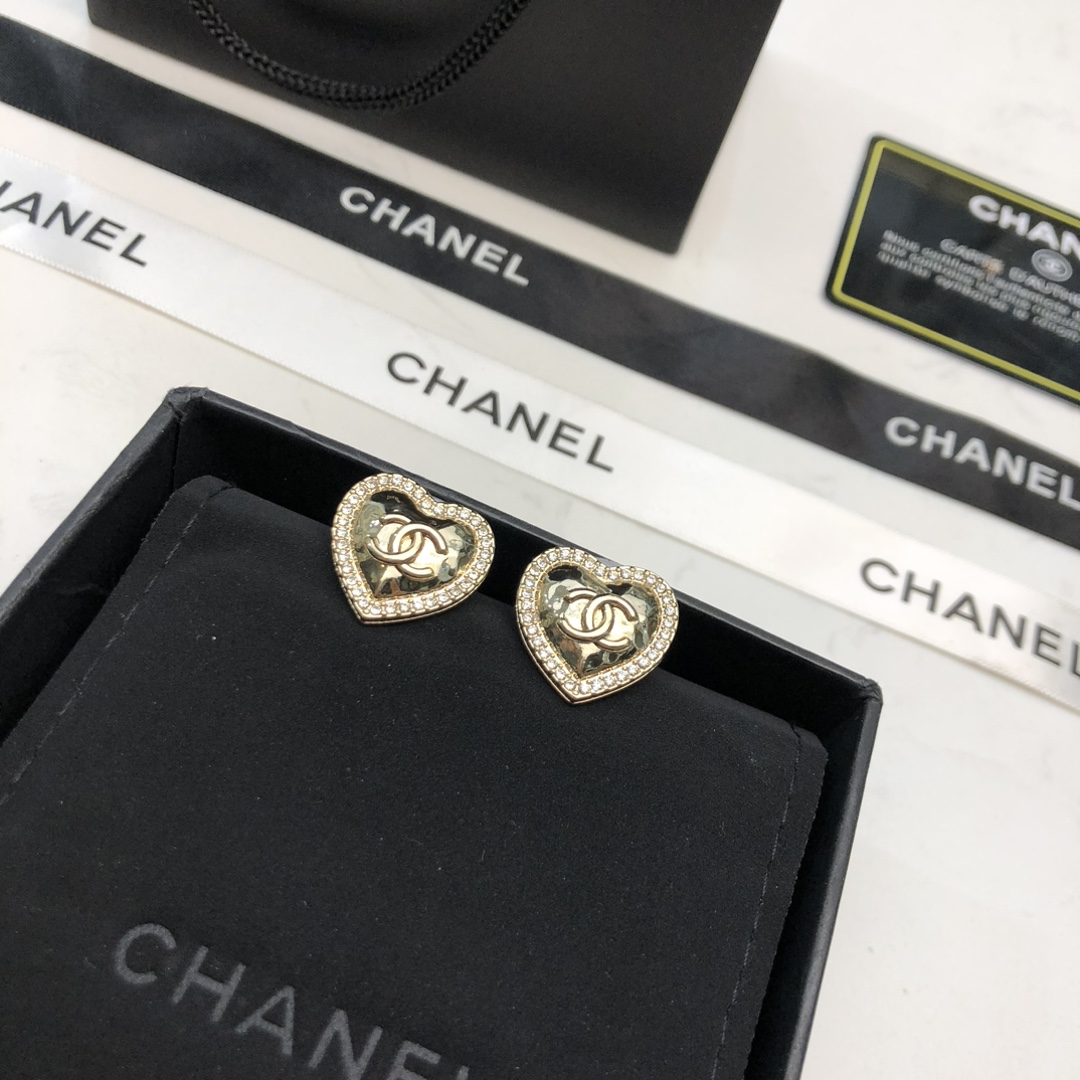 Chanel Jewelry Earring Yellow Set With Diamonds Brass