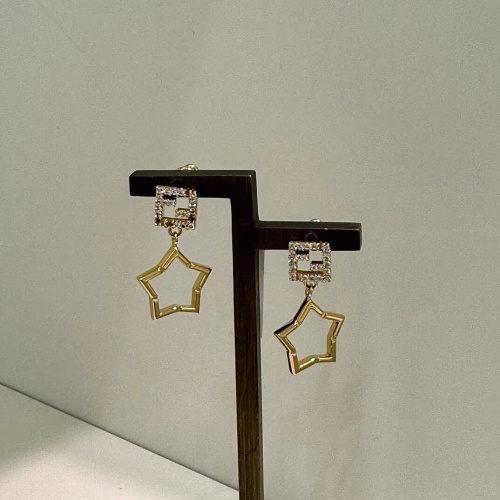 Fendi Logo Star Drop Earrings, Gold Brass, Rhinestone Accents 1 Fendi Logo Star Drop Earrings, Gold Brass, Rhinestone Accents