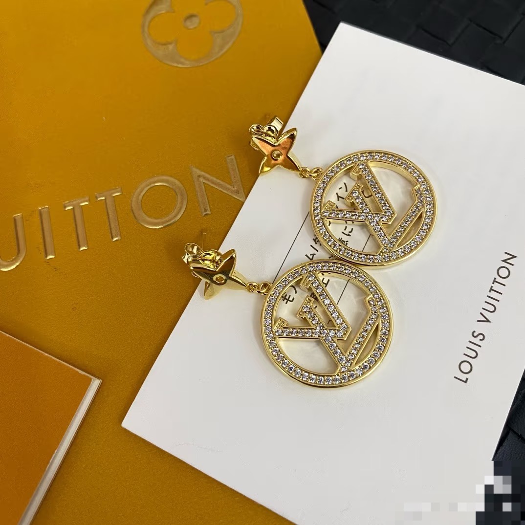 louis vuitton lv circle crystal earrings