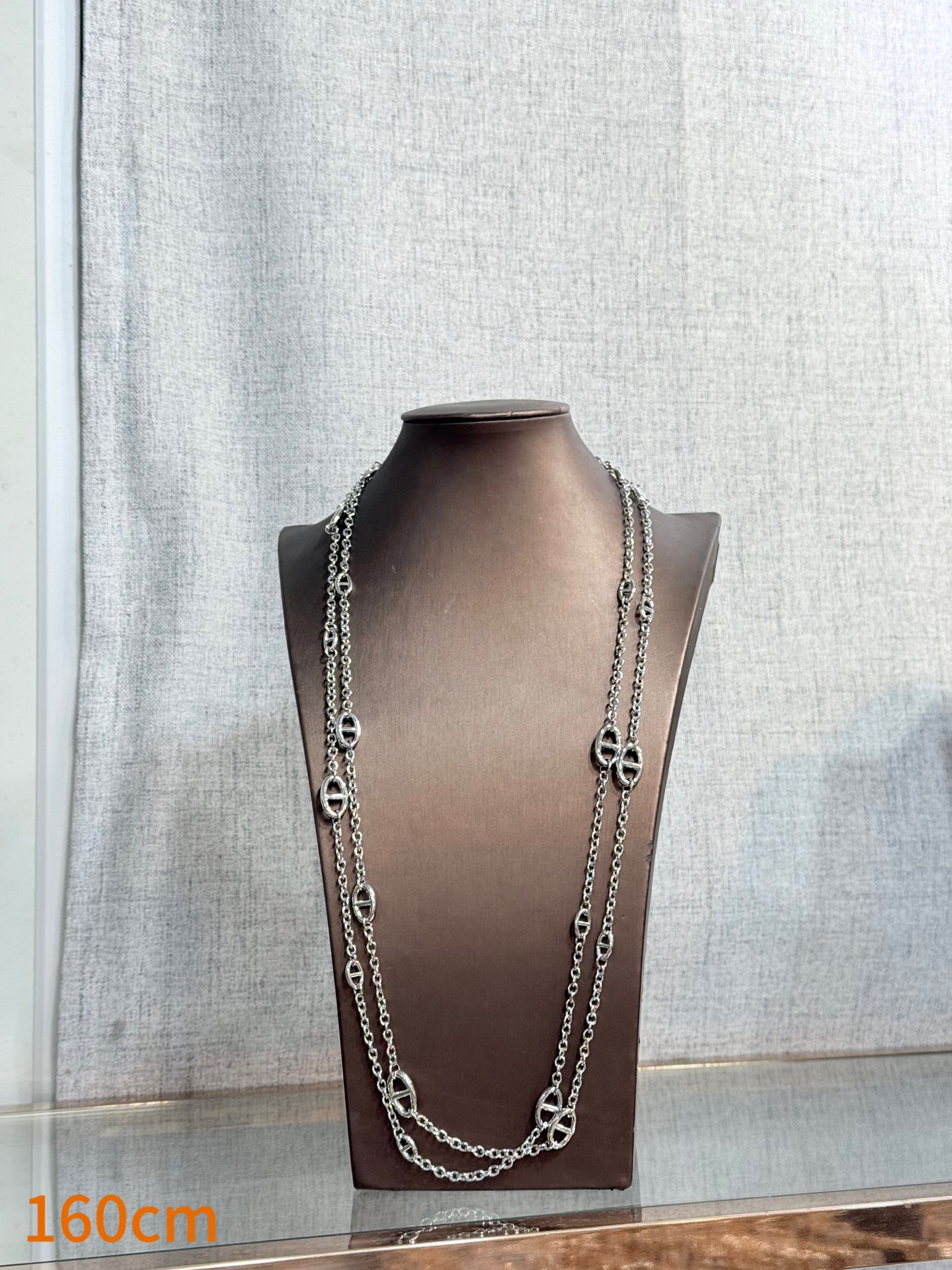 Hermes Farandole necklace silver metal 160cm