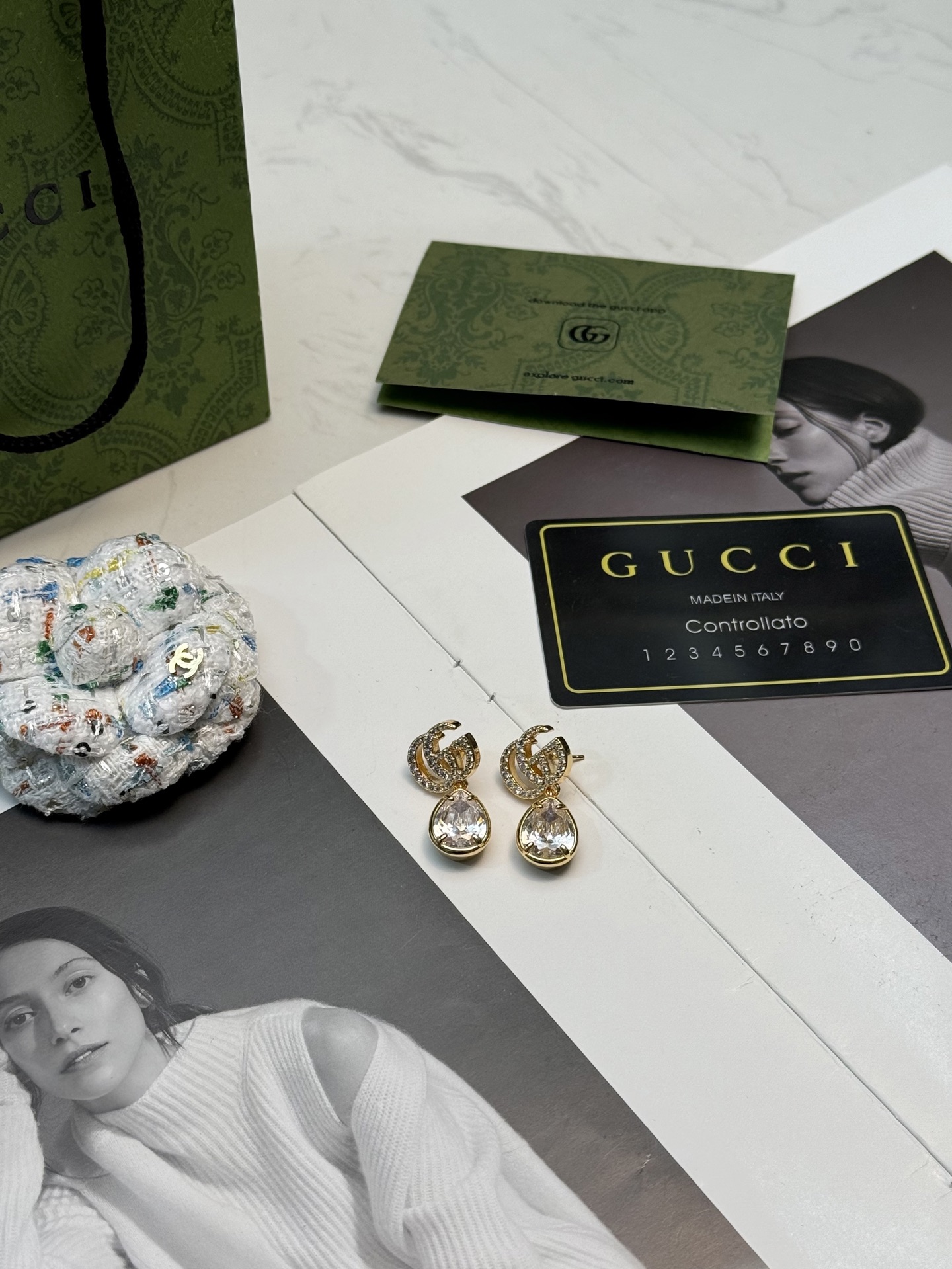 Gucci Gucci双G水滴耳环