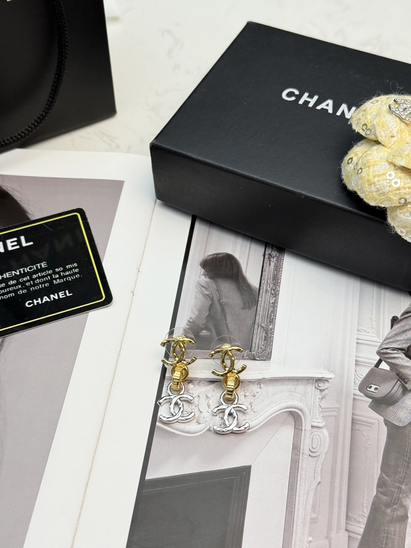 Chanel 香奈儿金银双拼双C耳环