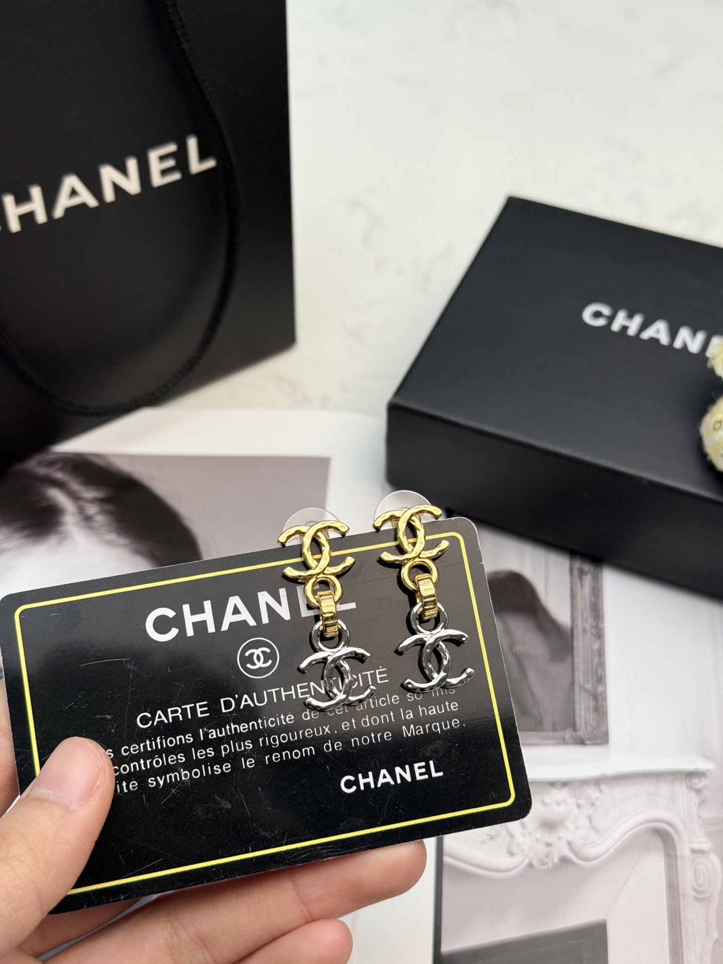 Chanel 香奈儿金银双拼双C耳环