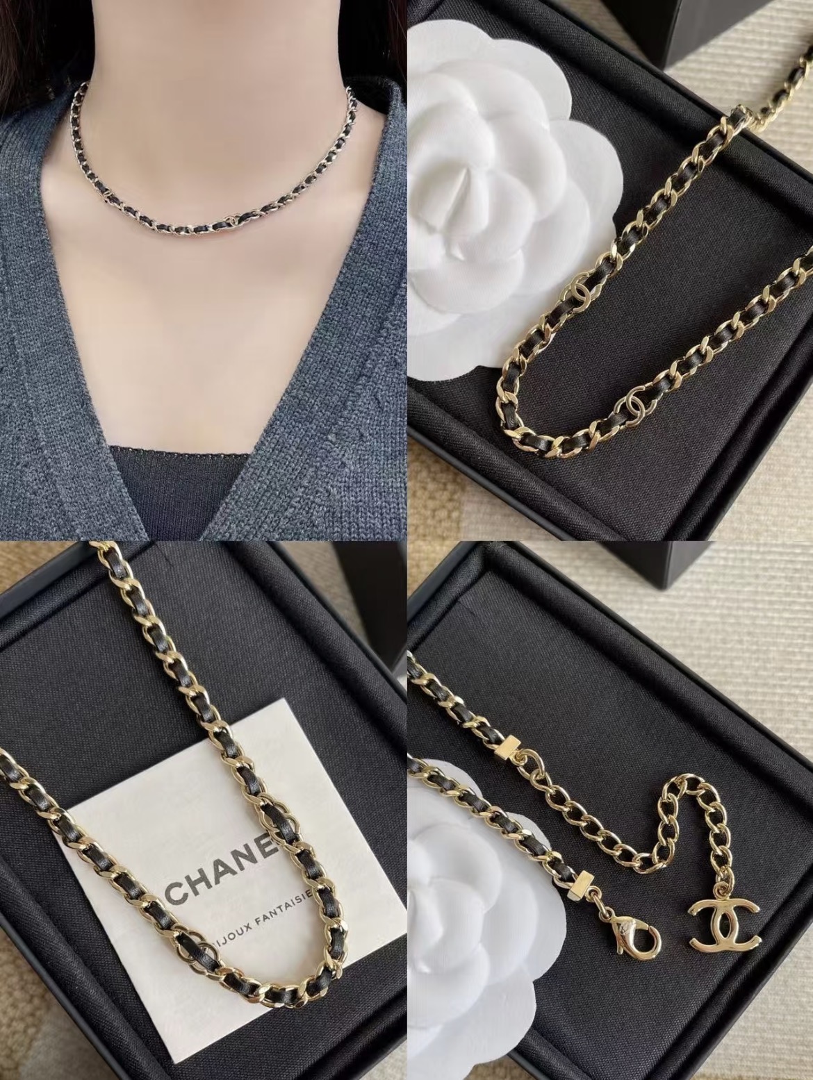 香奈儿新款项链✨香奈儿这款复古穿皮项链,金属材质+做旧工艺,金色色调搭配牛皮超有质感!经典双C标志吊坠, 香奈儿新款项链✨香奈儿这款复古穿皮项链,金属材质+做旧工艺,金色色调搭配牛皮超有质感!经典双C标志吊坠,